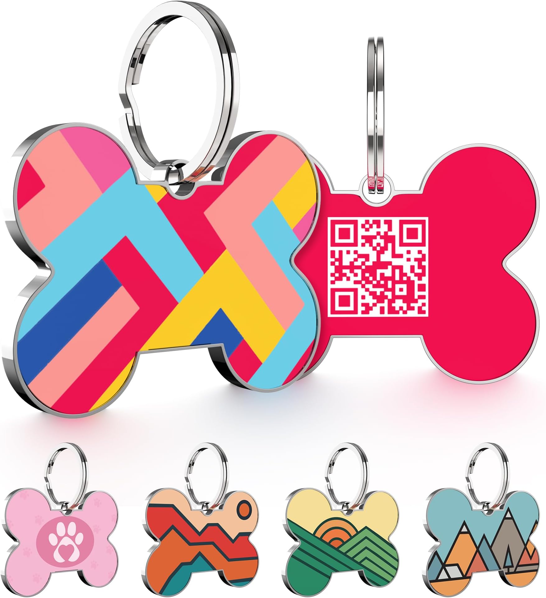 QR Code Dog Tags, Dog ID Tags Personalized, Personalized Dog Tags and Pet Tags Dog Name Tags, Free Online Pet Page Prevent Lost/Modifiable