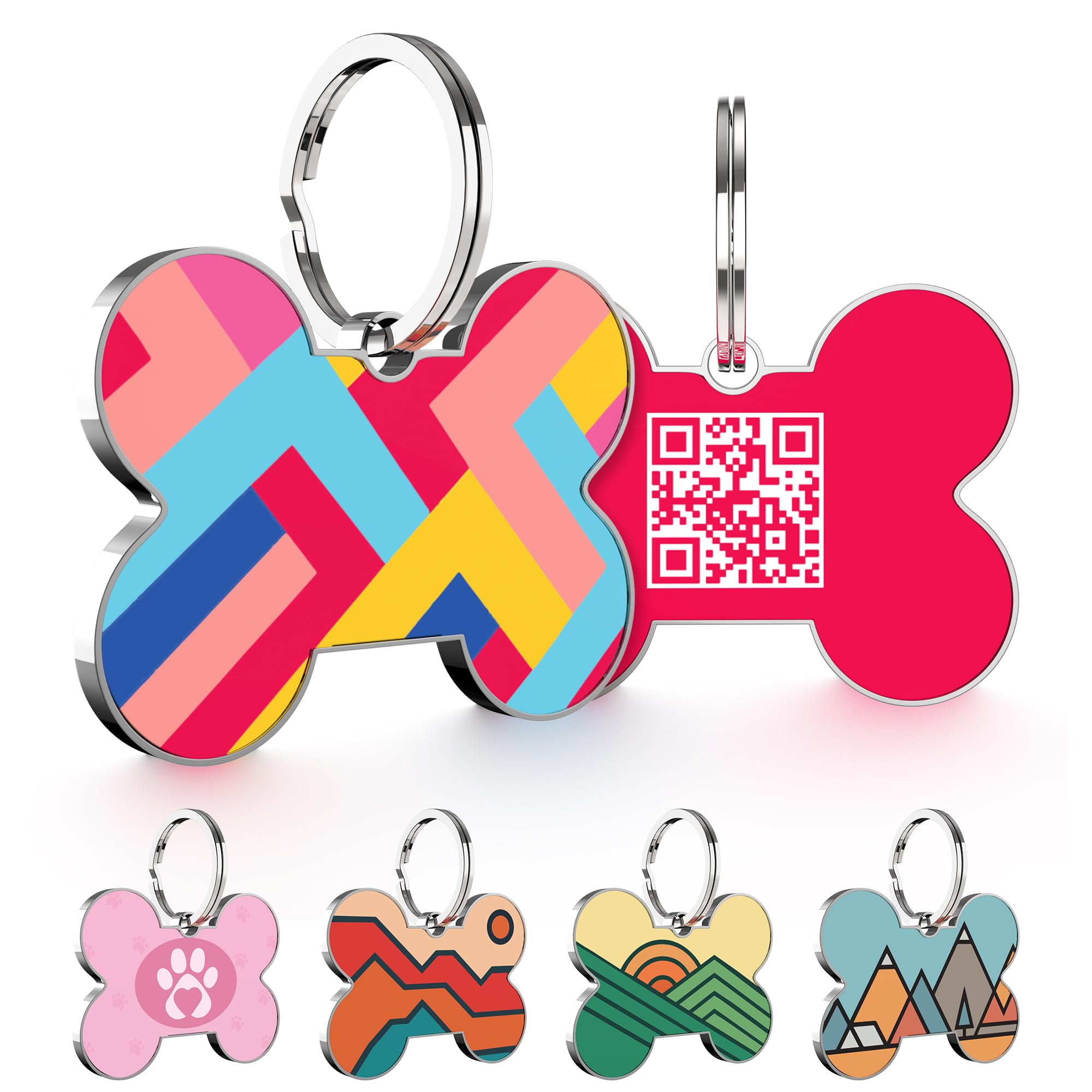 QR Code Dog Tags, Dog ID Tags Personalized, Personalized Dog Tags and Pet Tags Dog Name Tags, Free Online Pet Page Prevent Lost/Modifiable