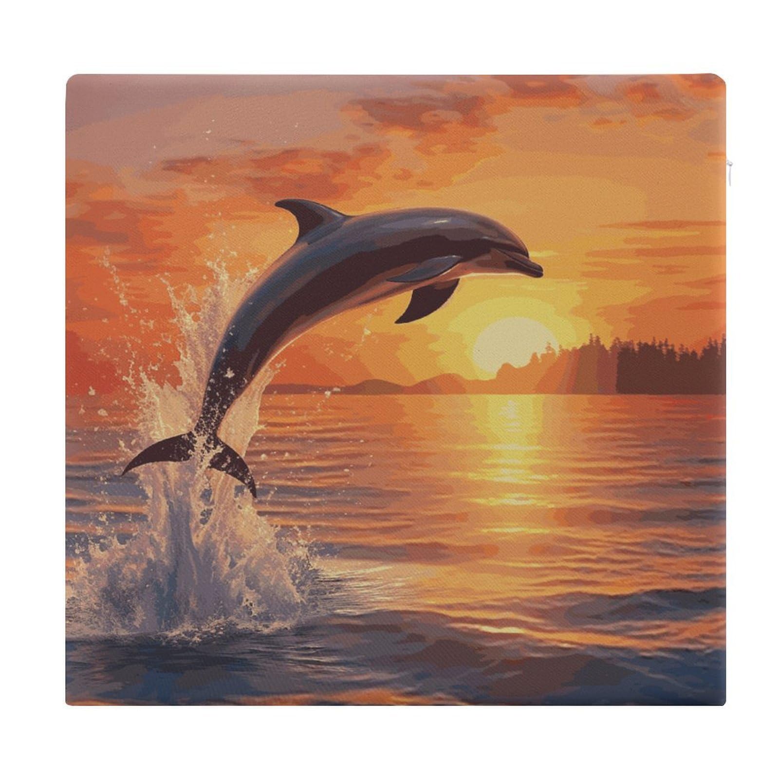 LDGSUPH - Sunset dolphin seat cushions for office chair square cushions soft floor cushions comfortable sofa cushions memory foam pads for the