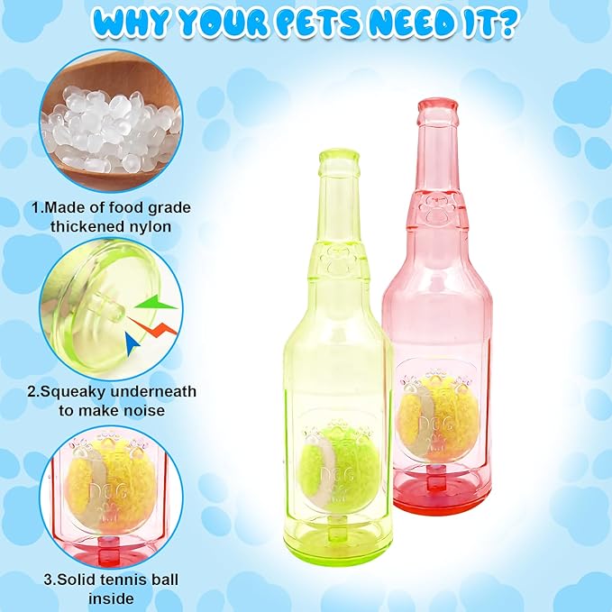 Juguete para perro con botella y sonido, 2 piezas, 7.7 pulgadas miniatura 6