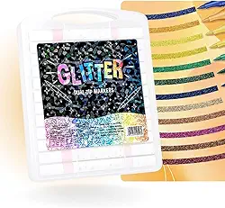 Kit Caneta Marcador Brush Metálica com Glitter Ponta Dupla Lettering Pincel Colorida (Multicolorido, 48 canetas – 96 cores)