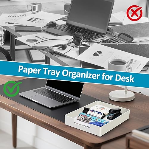 Miniatura 5 de SANWICH Bandeja organizadora de escritorio tamaño carta, 2 bandejas de papel de plástico A4, bandeja apilable para cartas, organizador de archivos