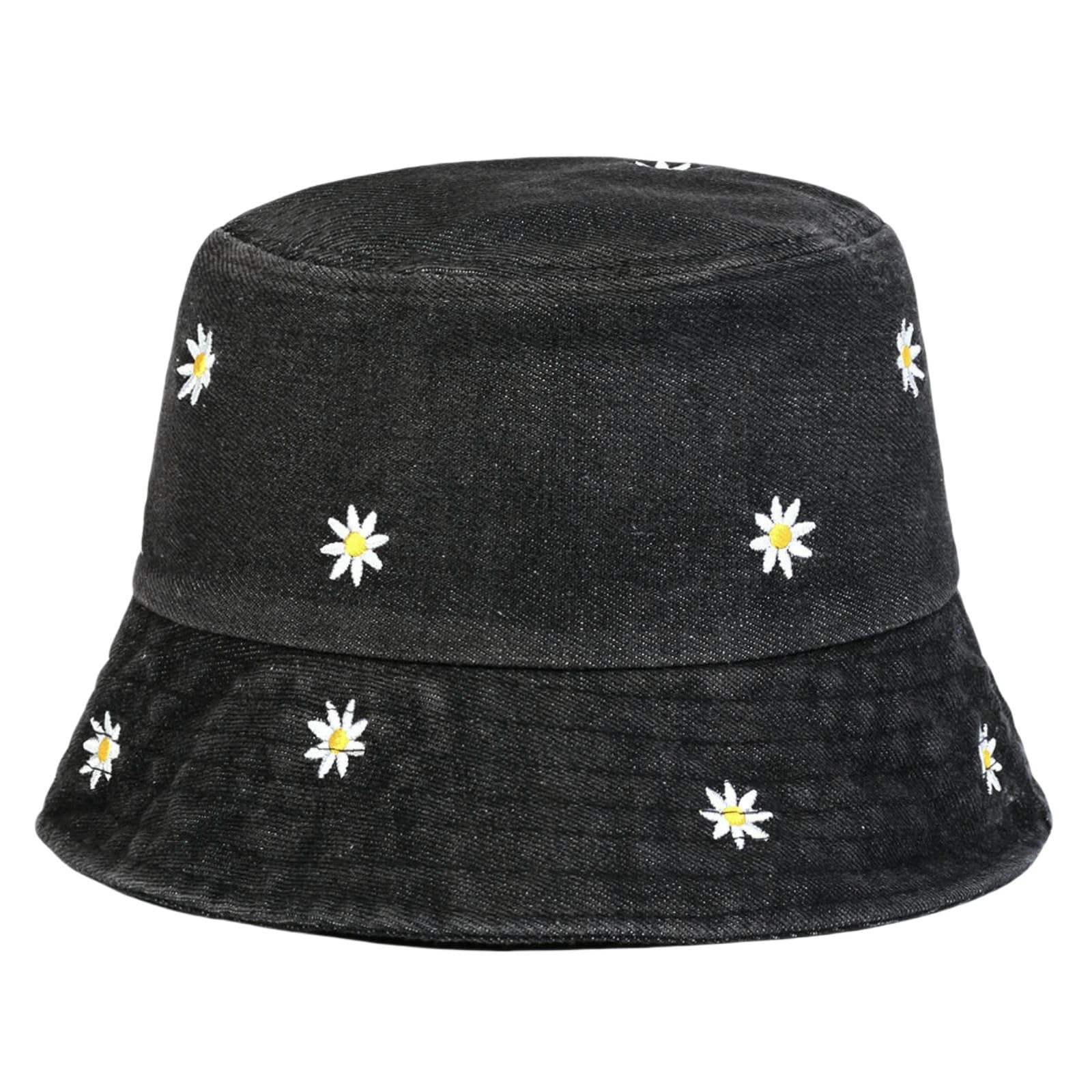 Kapelusz rybacki unisex stokrotka haft denim wiadro kapelusze czapki rybackie outdoor casualowa czapka przeciwsłoneczna kapelusz przeciwsłoneczny kapelusz - ciemnoszary