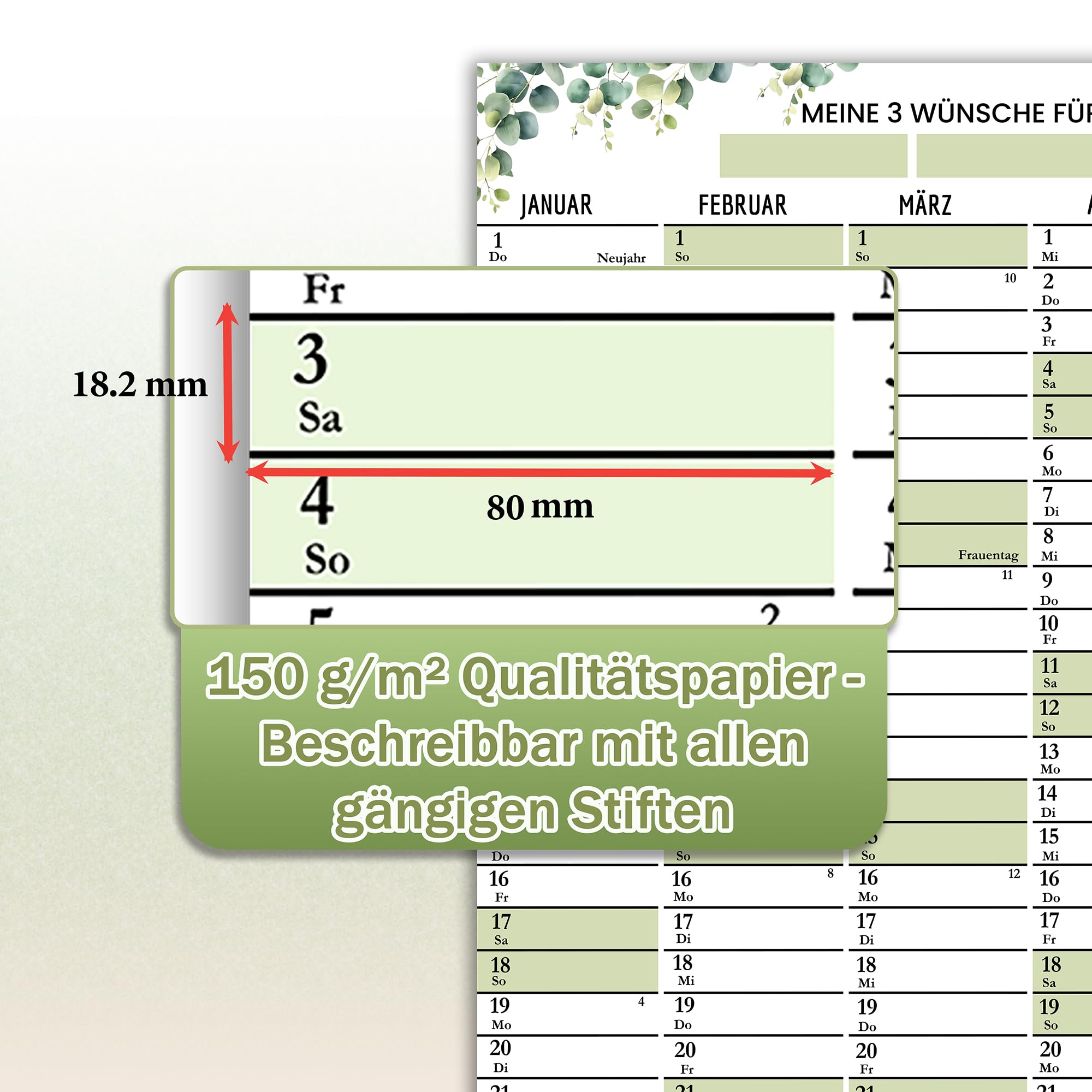 Kalendarz ścienny na rok 2026/2027, B1, duży, kalendarz roczny złożony w poprzek | Planer roczny XXL na 2 lata (70,7 x 100 cm) + gratis DIN A3 | plakat ścienny z dniami świątecznymi
