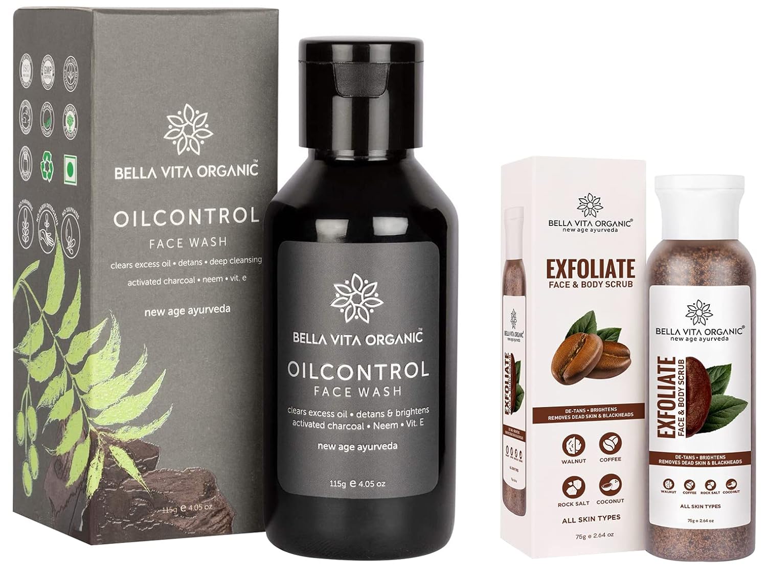 Buy Bella Vita Organic Face & Body Scrub 75 g & Bella Vita Organic Oil Control DeTan Dirt