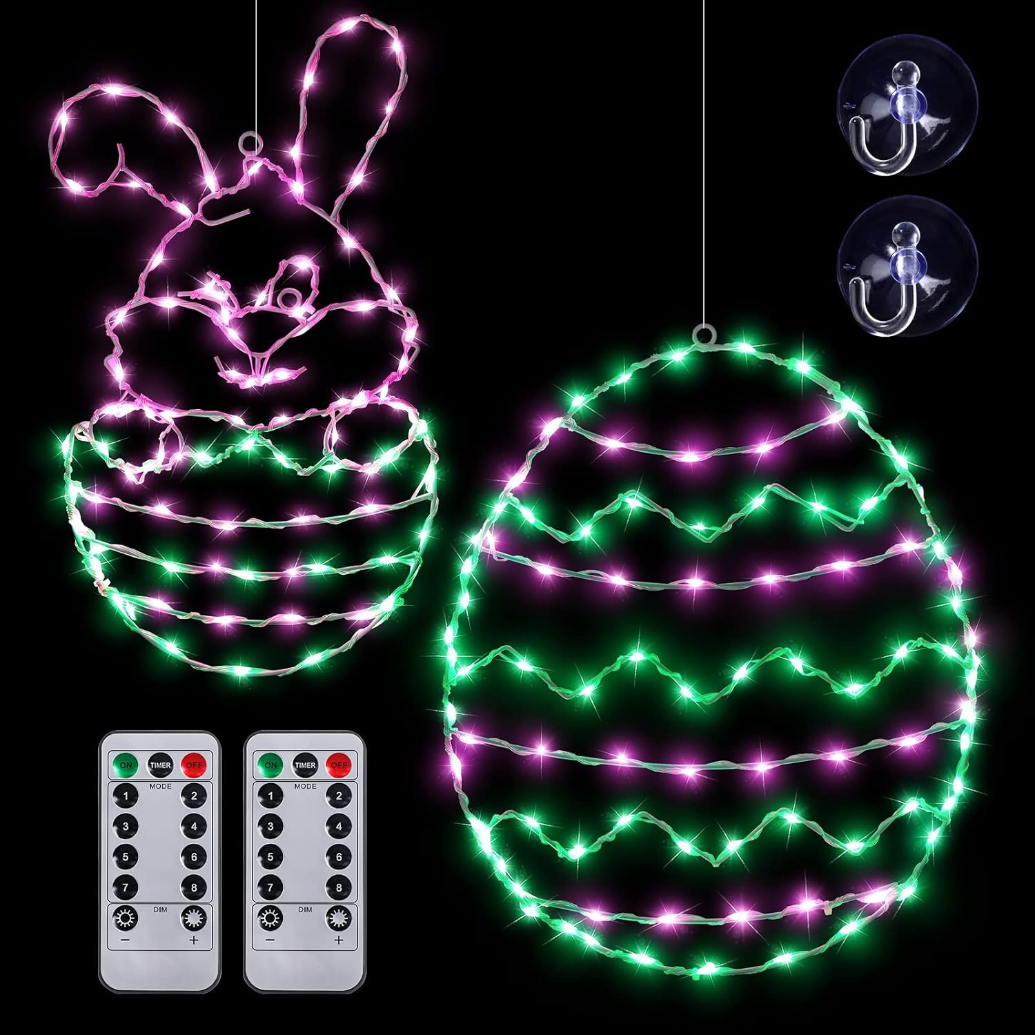 Easter Window Silhouette Lights Decorations Easter Bunny