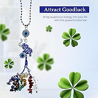 Vista 3 de LUCKBOOSTIUM Llavero de ojo turco de 7 chakras con borla y piedras preciosas – Adorno colgante para automóvil, meditación, amuleto de protección