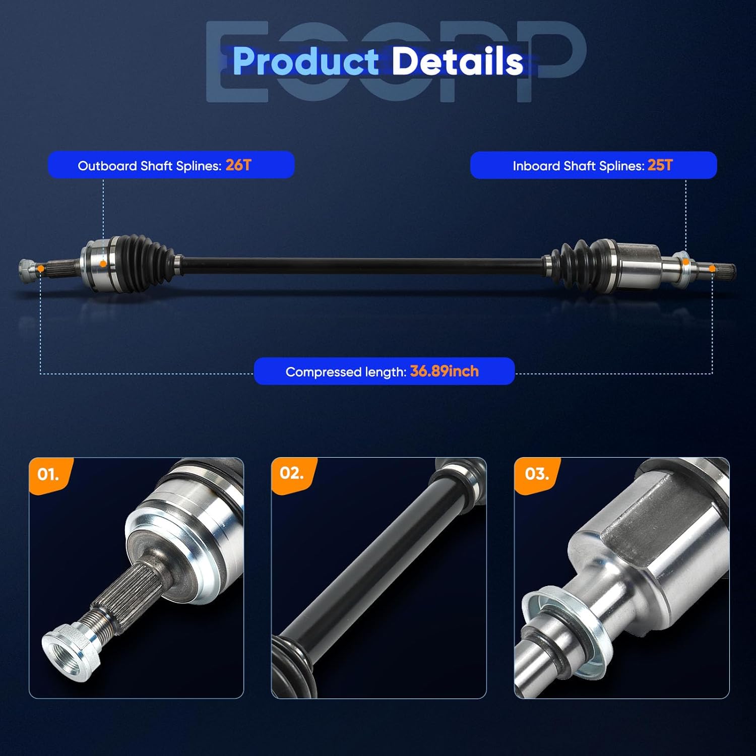 ECCPP CV Axle Shaft Assembly fit 2016-2021 for Honda Civic Front Right (Front Passenger Side) NCV36147 HO8669 44305TBAA51