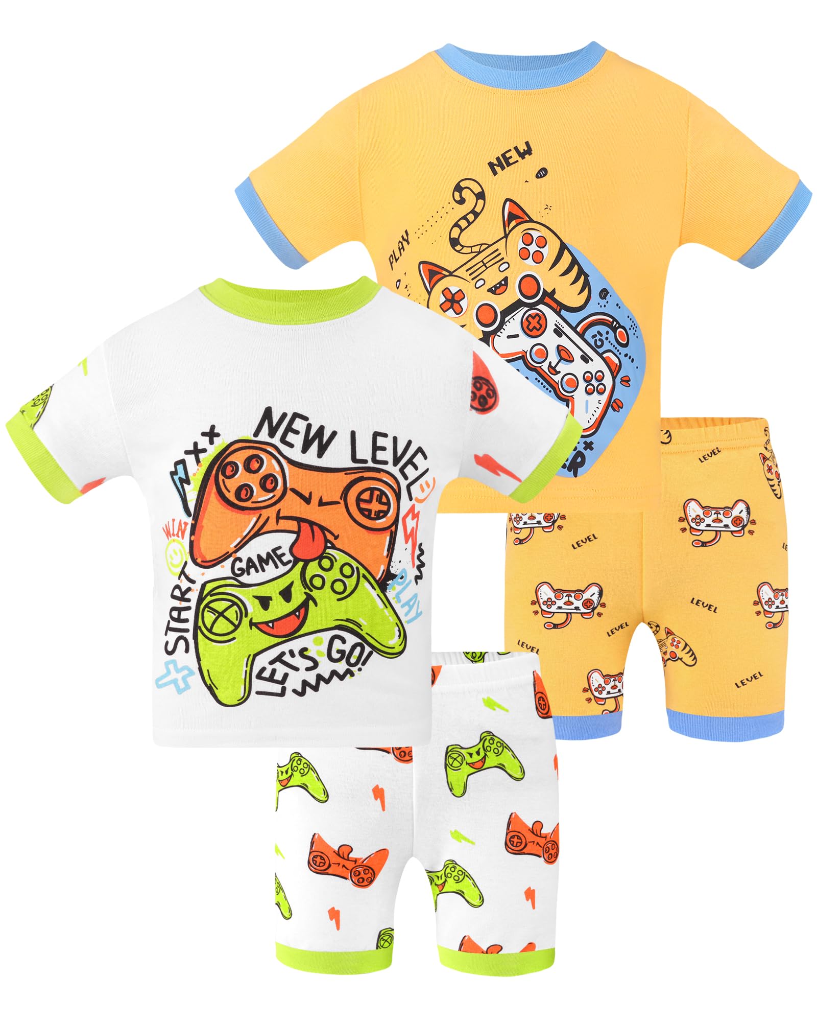 DAUGHTER QUEEN Boys Pajamas 4 Pieces Short Set 100% Cotton Sleepwear Size 18 Months-12 Years