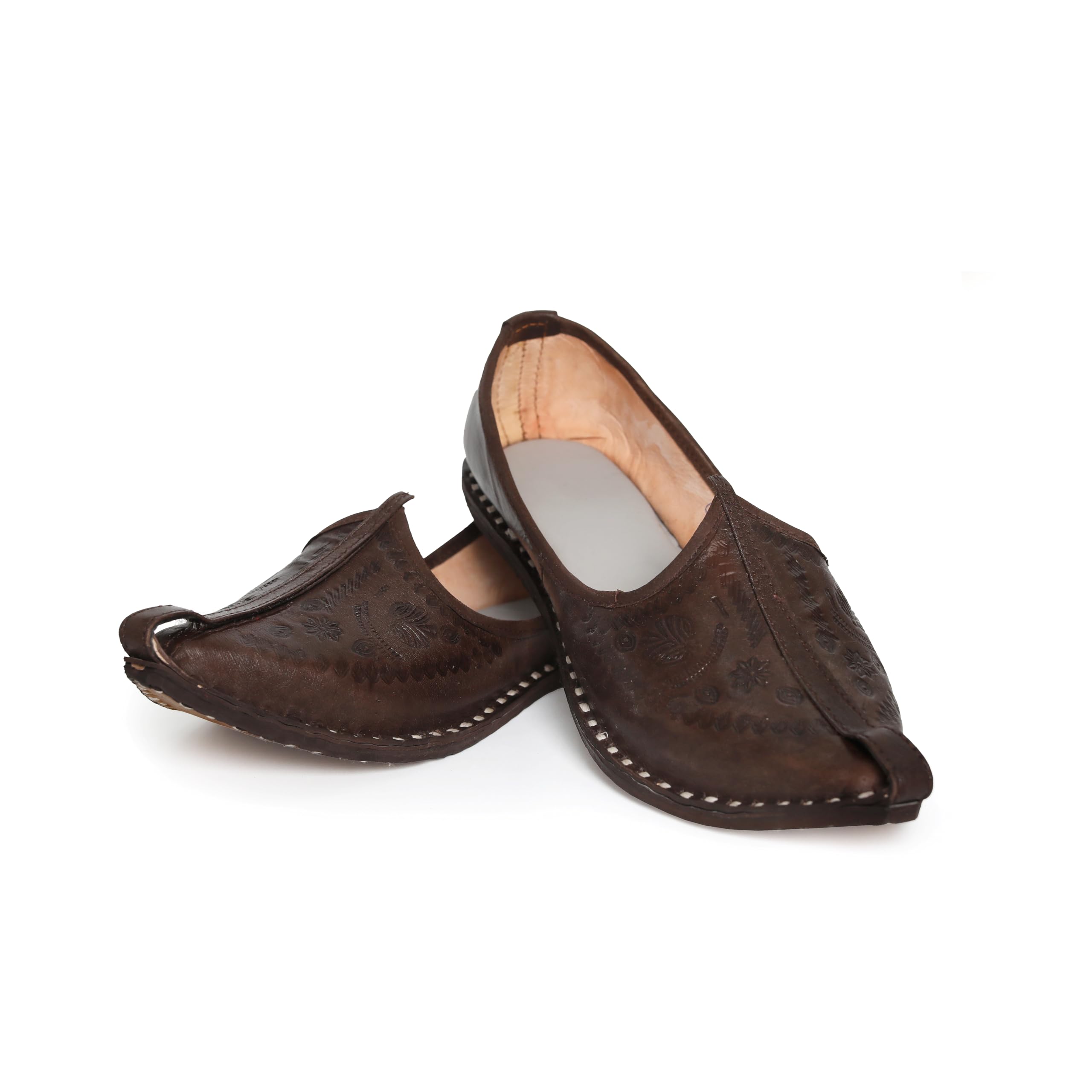 Men's Traditional Ethnic Leather Juttis Mojaris | Latest Jutis for Men (Dark Brown Designer, Size - 10)-image-17