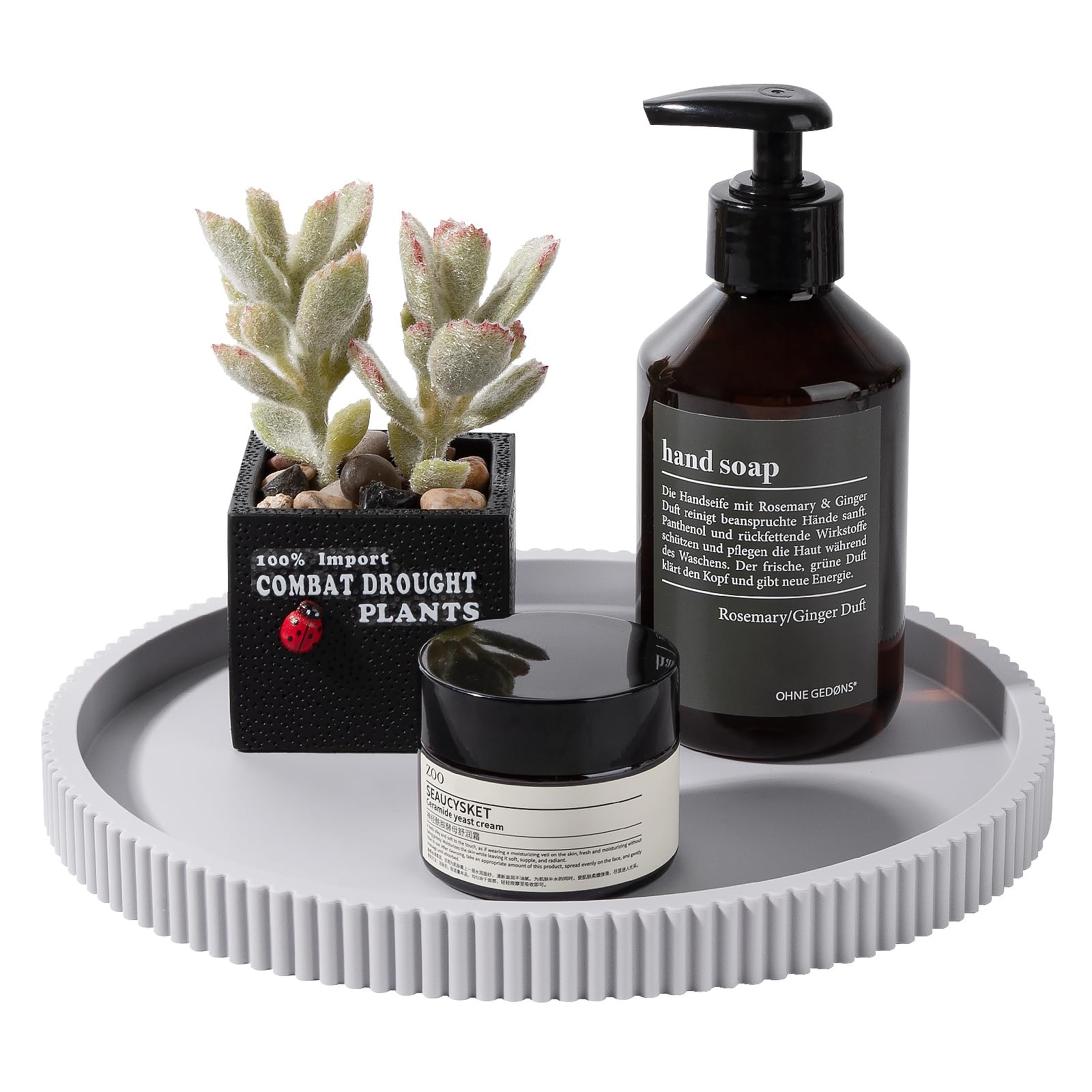 Silicone Bathroom Tray - Black Perfume Organizer -10