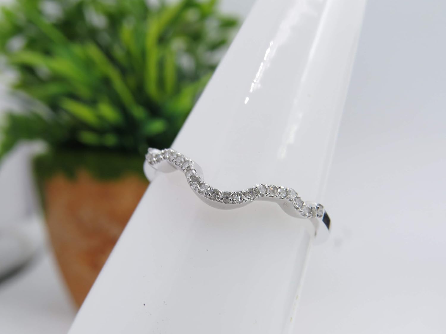 Dazzlingrock Collection 0.10 Ctw 10K Real Solid Gold Round Cut White Natural Diamond Women Anniversary Wedding Band Guard Ring 1/10 CT - Image 5