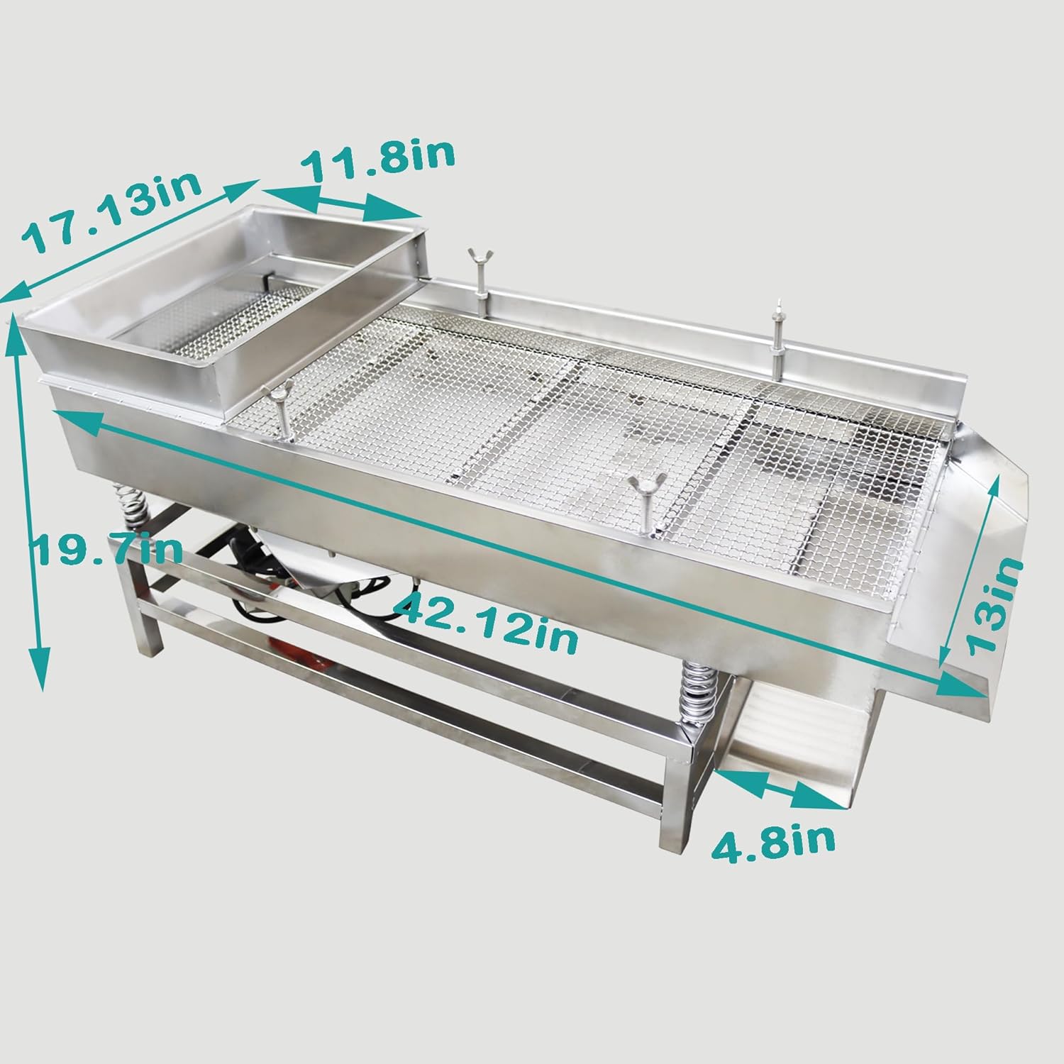 Linear Vibrating Screen Straight Vibrating Sieve Shaker Electric Linear Vibrating Sieve Machine JG40-95 Stainless Steel Vibrating Sieve 11mm Screen Single Layer with 2 Motor 110V