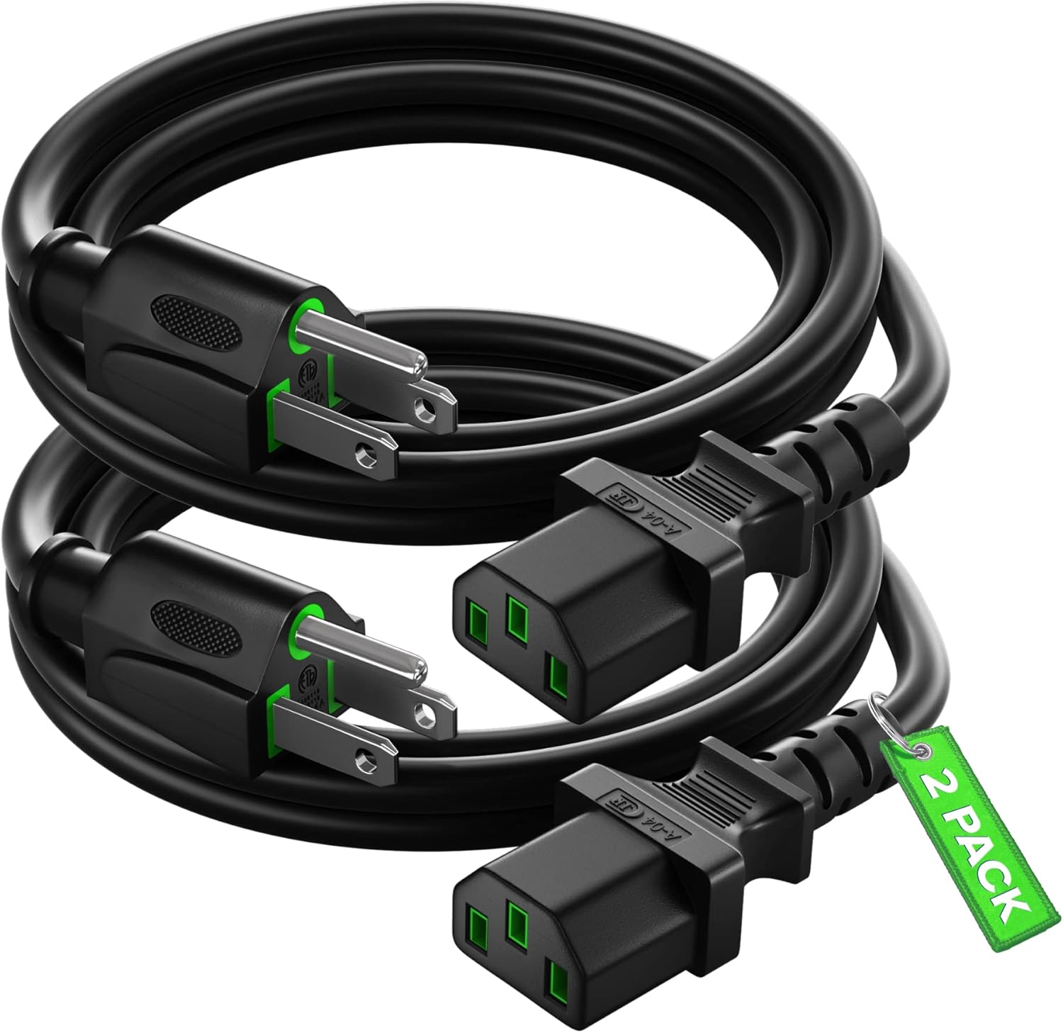 Maximm 4 Feet 2 Pack Universal Computer Monitor Power Cord