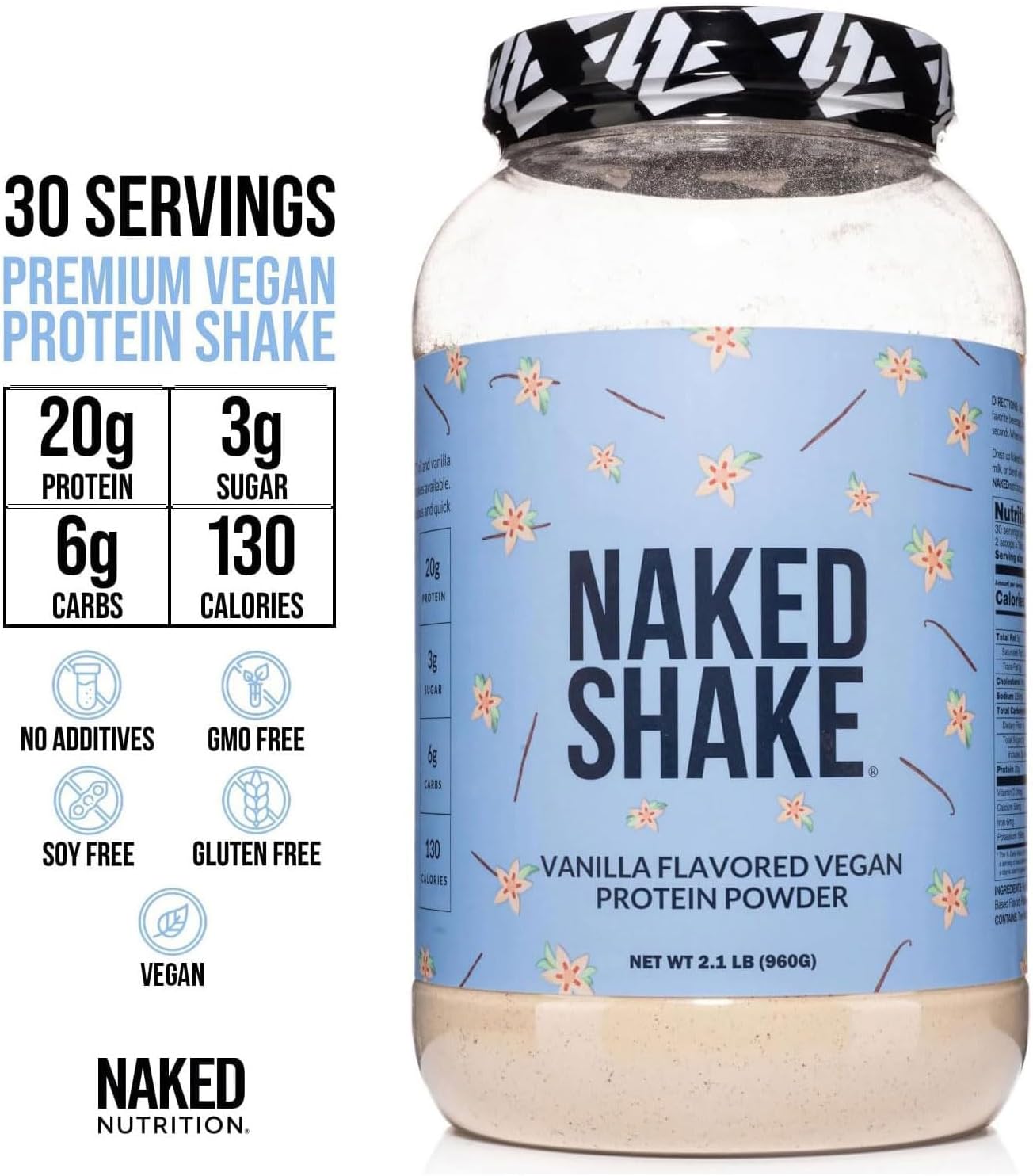 NAKED Shake - Vanilla Protein Powder - Plant Based Protein Shake with Mct Oil, Gluten-Free, Soy-Free, No Gmos Or Artificial Sweeteners - 30 Servings - Image 4
