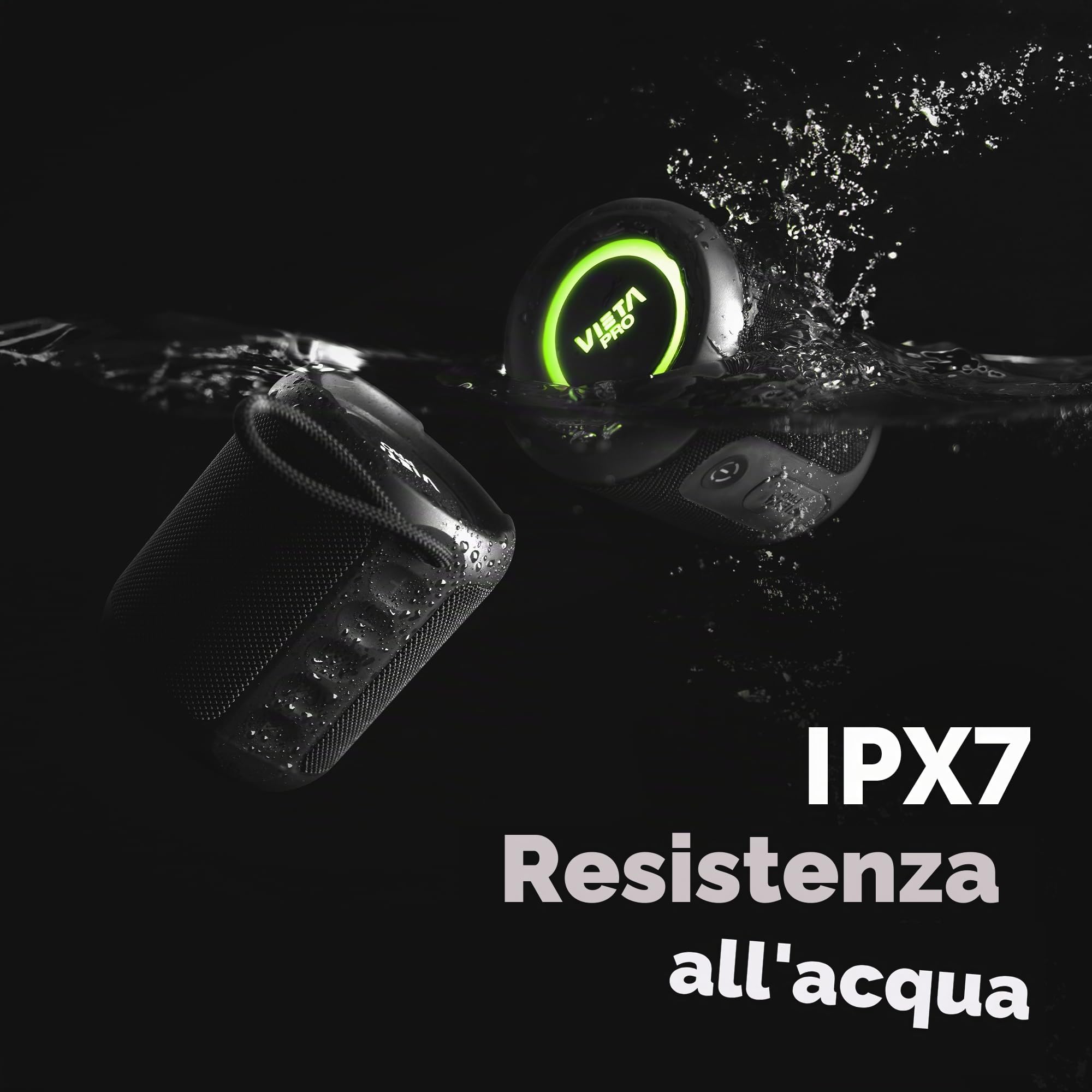 Vieta Pro Altoparlante Bluetooth 5.3, potente 25 W, impermeabile, batteria da 13 ore, microfono, ingresso AUX, USB Type-C, TWS, compatibile con Alexa | Altoparlante portatile Easy 4 Nero