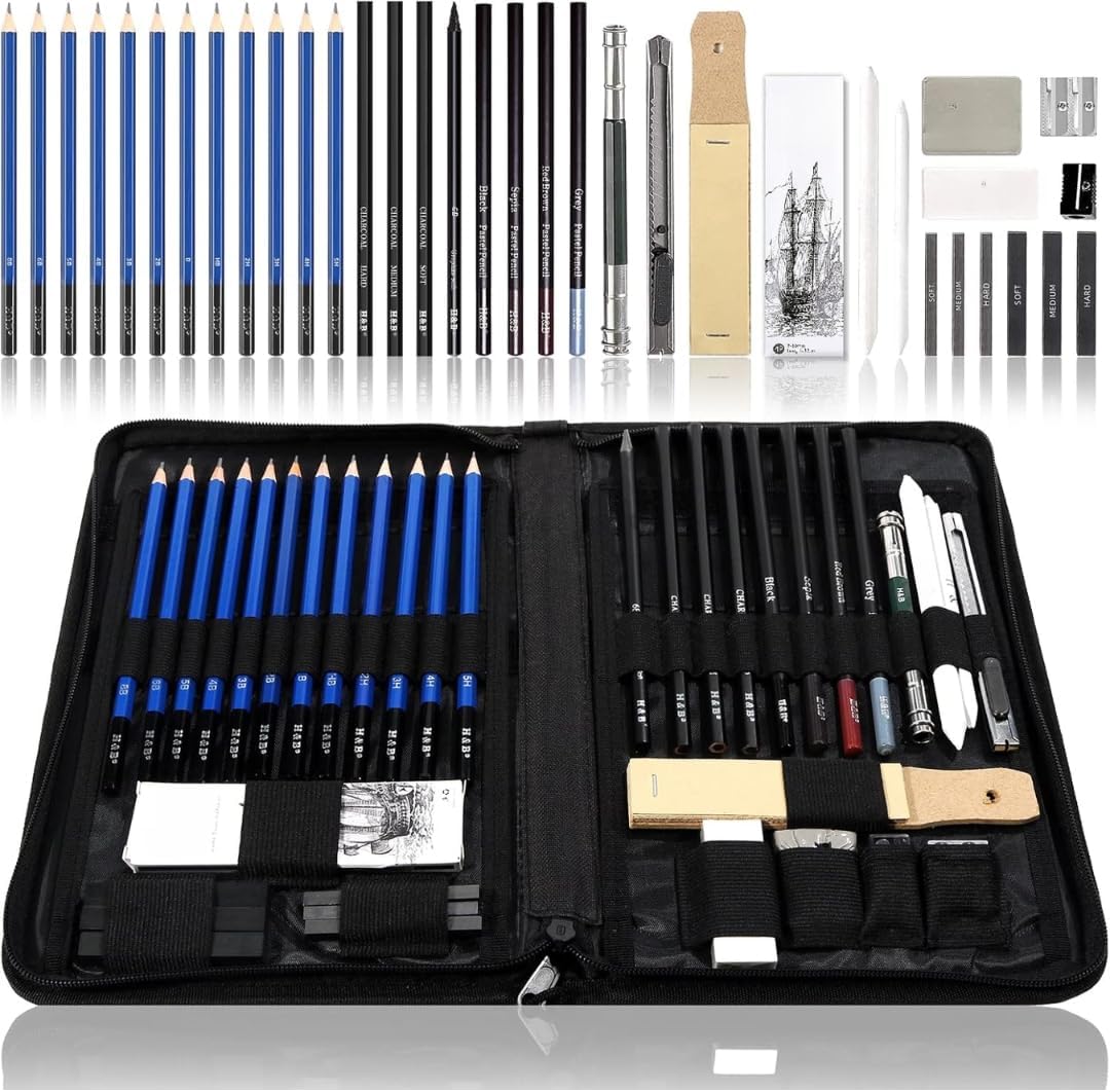 Professional Sketching Drawing Pencils Kit 40-Piece Set, M