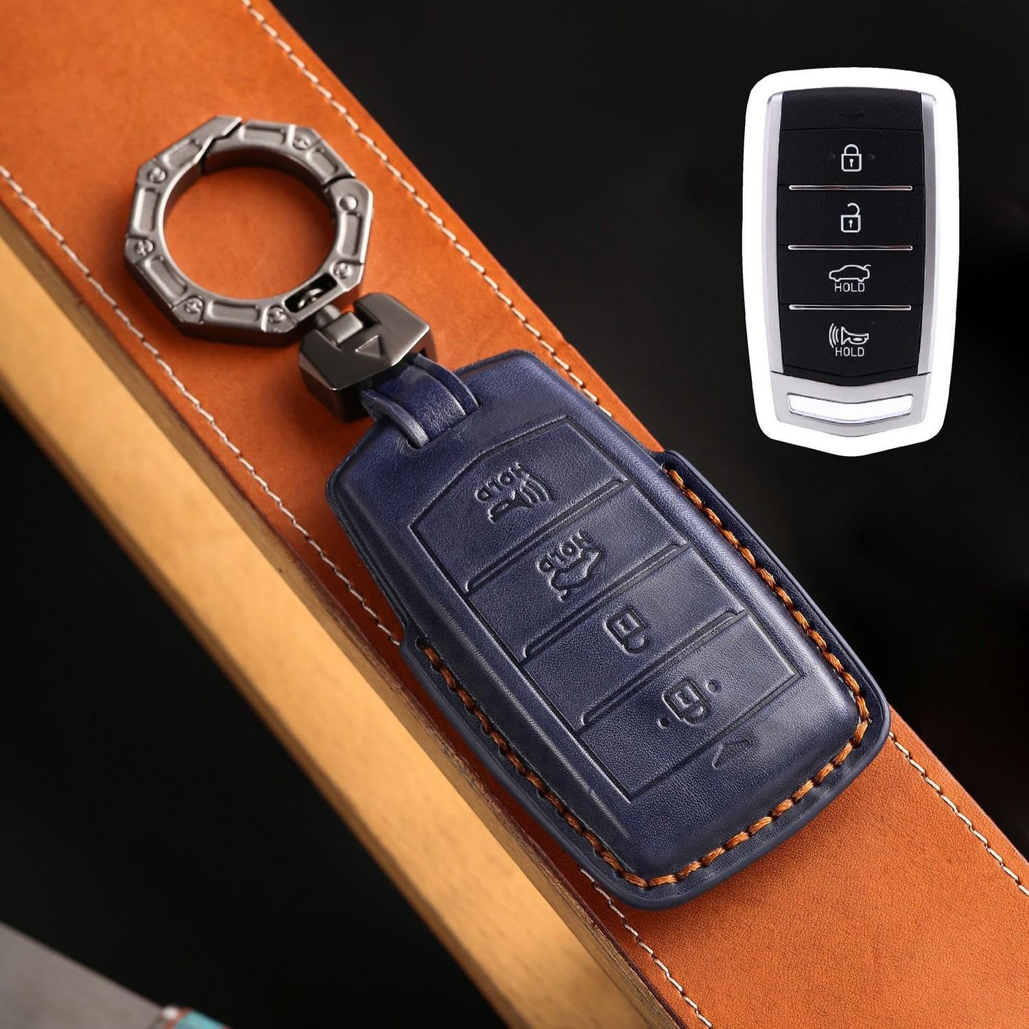 Key cover Hyundai Genesis antichoc étui clé cuir véritable anti-rayures