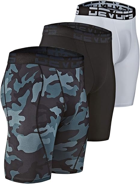DEVOPS 3 or 5 Pack Compression Shorts Men Spandex Sport Shorts Athletic Workout Running Performance Baselayer Underwear