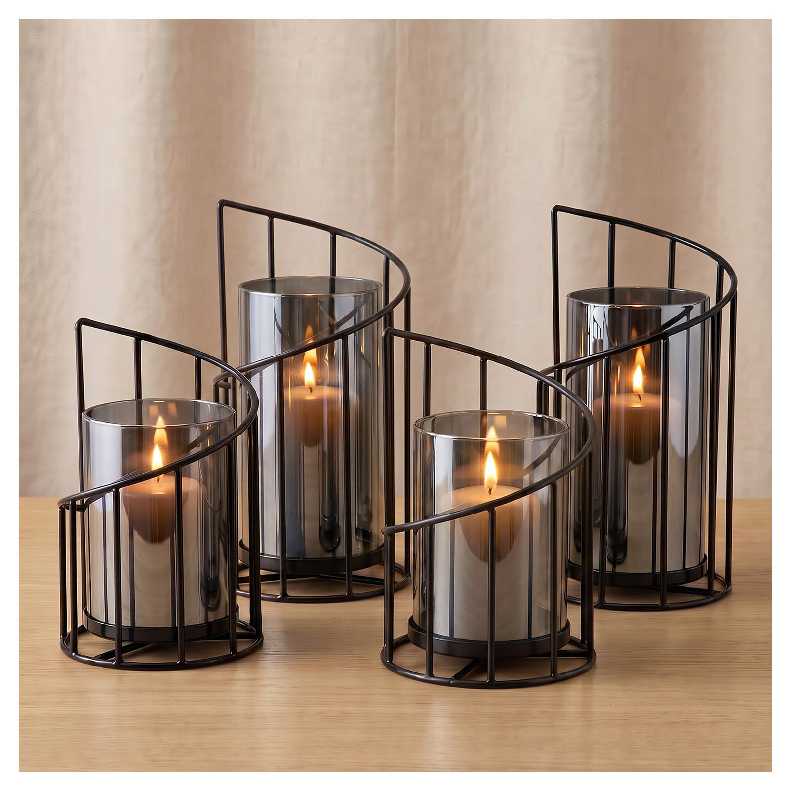 Lot de 4 Photophores Décoratifs Modernes Noir