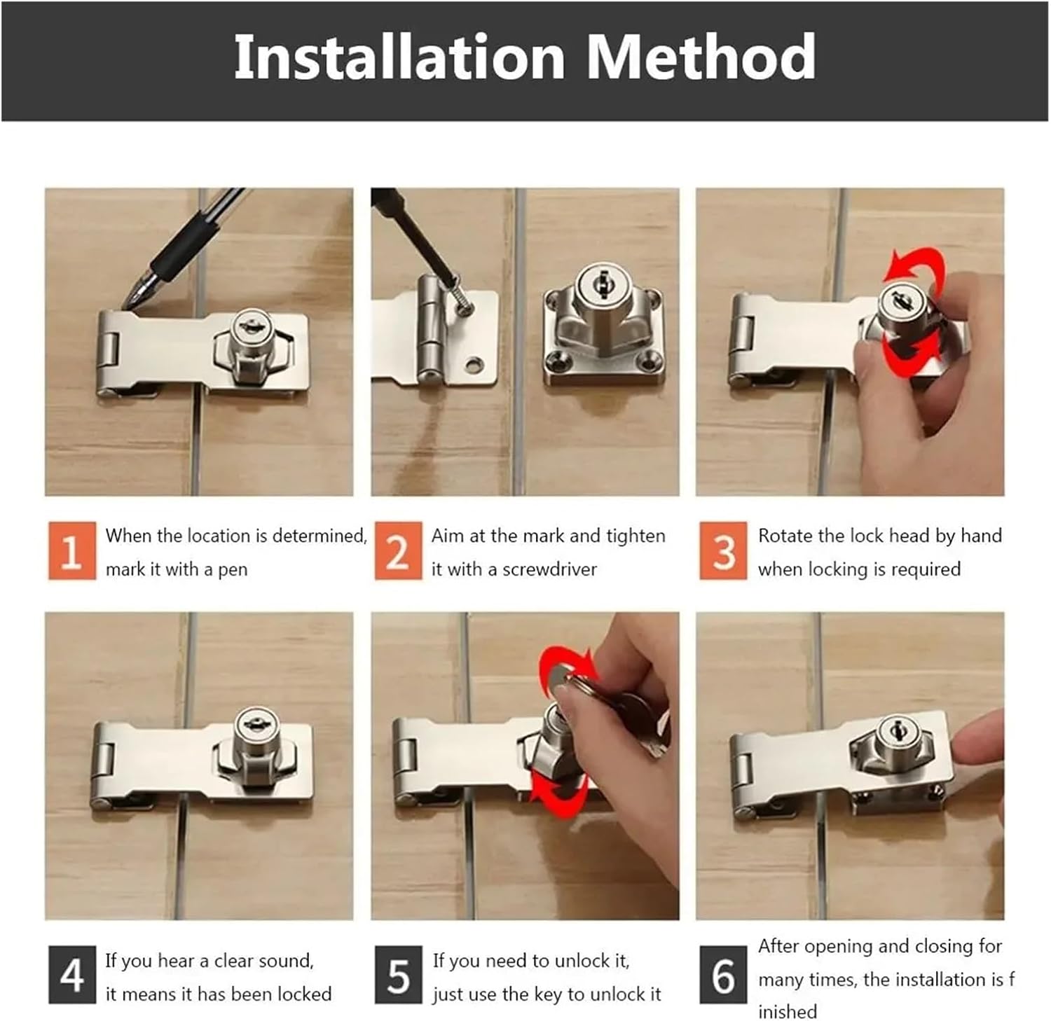 Security Cam Lock Zinc Alloy Keyed Hasp Lock for Cupboard Drawer Cabinet Door 2.5-4 inch Multicolor(4 Inch-red Bronze)