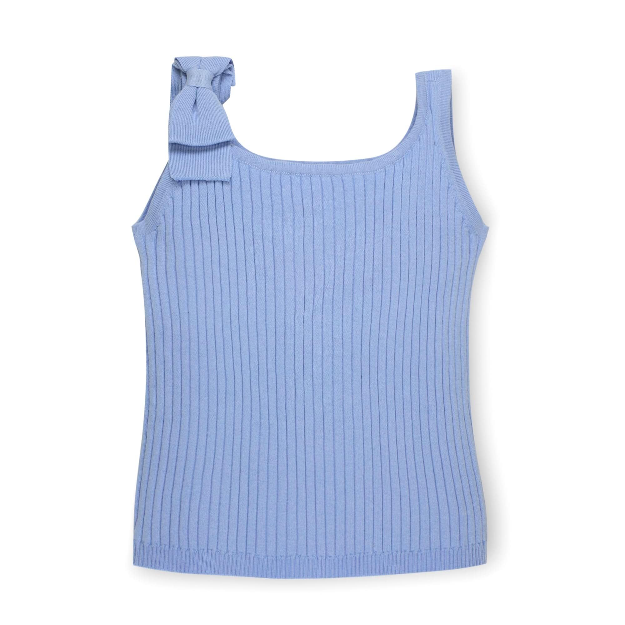 Hope & Henry Girl Baby Girls' Sleeveless Sweater Tank with Bow, 18-24 Months, Cornflower Blue