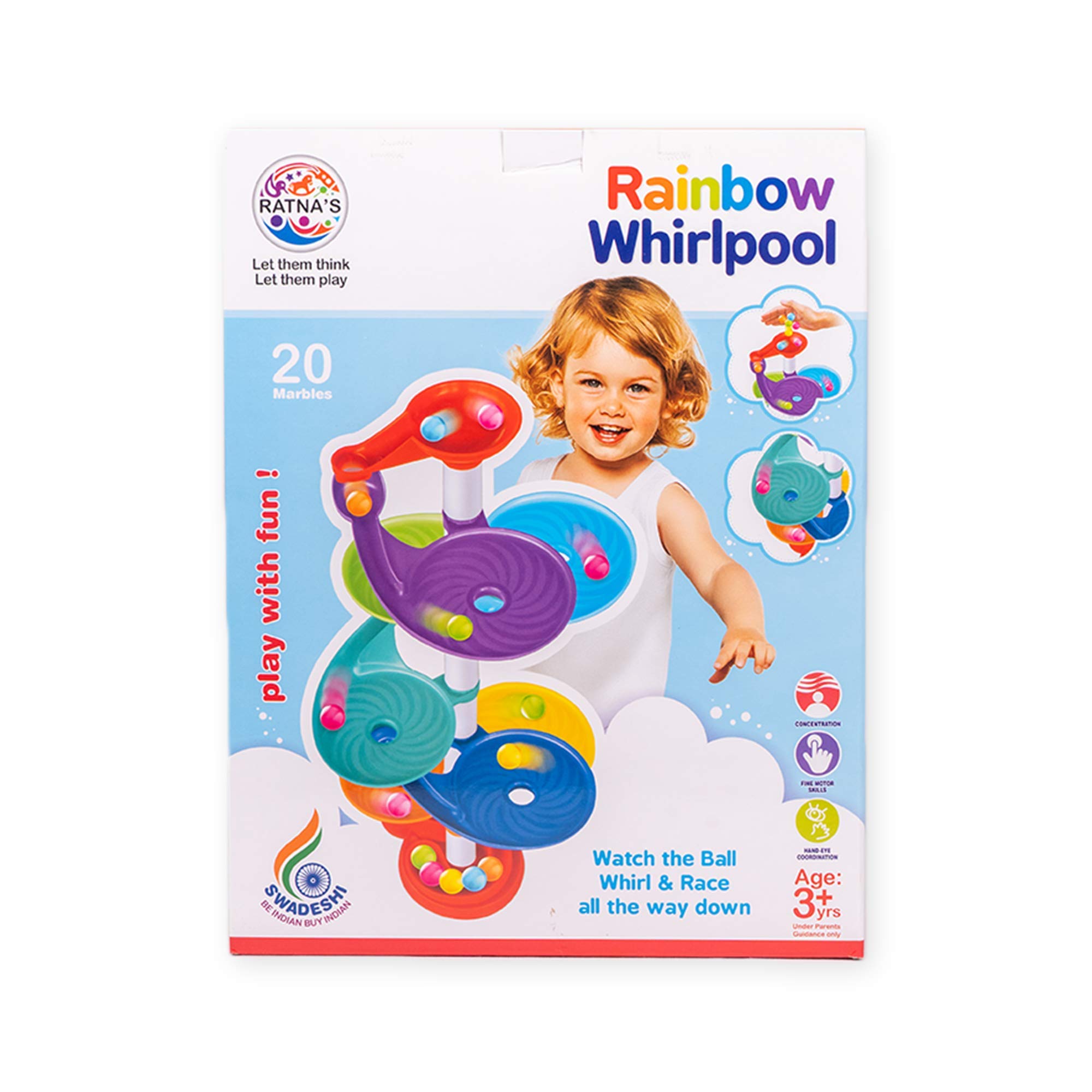 RATNA'S Rainbow Whirlpool 7 Layer Ball Drop and ROLL Swirling Tower for Baby and Toddler Development of Age 3+ Years Kids Multicolour 1