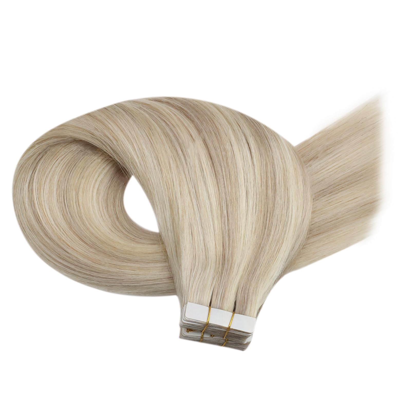 Moresoo Tape Extensions Echthaar Blond 40 cm Haarverlängerung Aschblond Platinblond Remy Unsichtbar 20 Stück 50 Gramm #18/613 16 Zoll