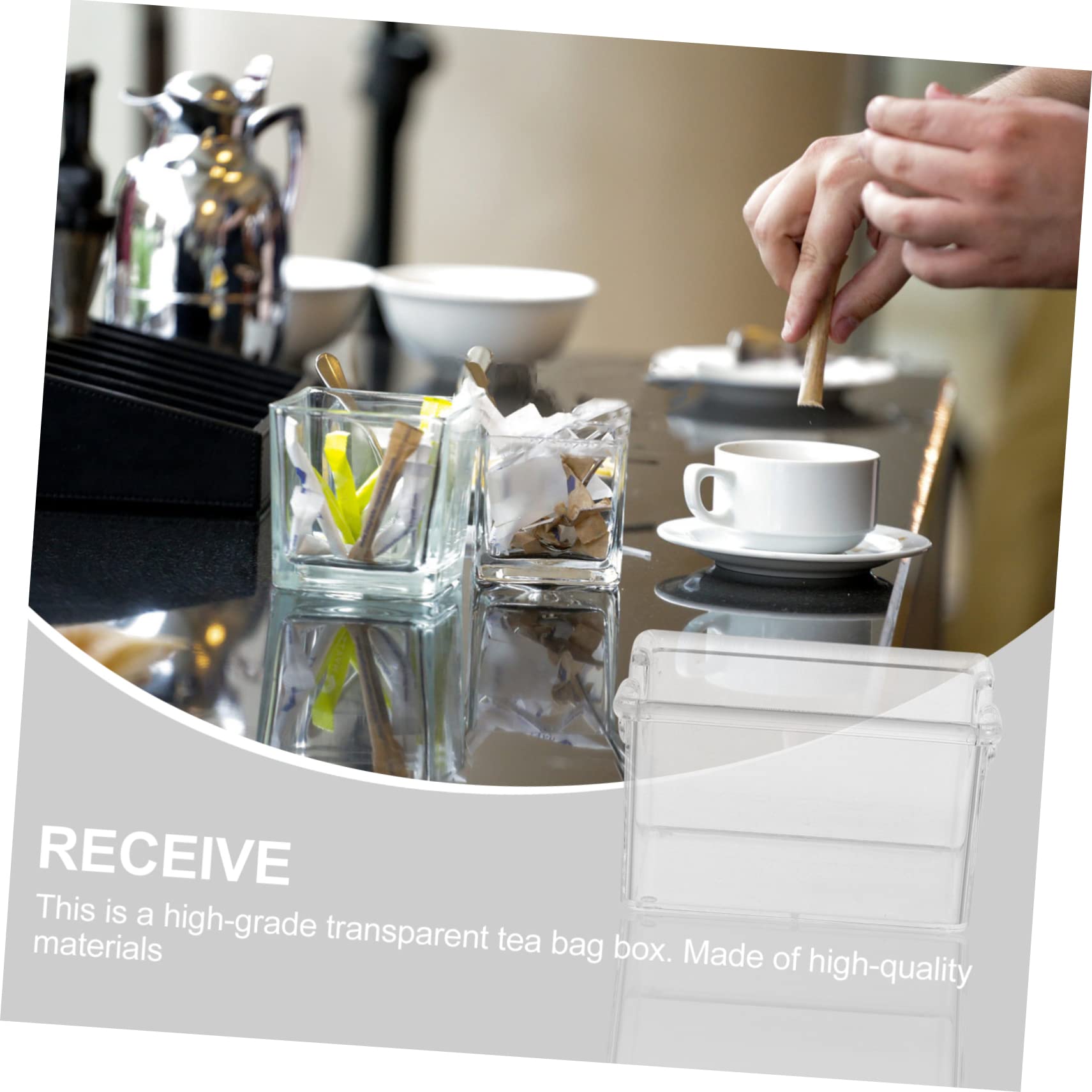 MUCKLILY 1set Transparent Tea Bag Box and Sugar Packets Organizer Clear Storage for Office and Home Use Simple Design for Practical Tea and Item Storage 2pcs