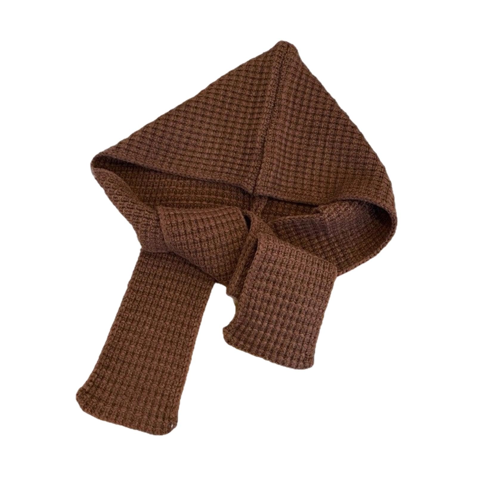 styleheaven Knitted Scarf Windproof Headgear Scarf with Hoodie for Women Walking Outdoor Coffee-picture-4