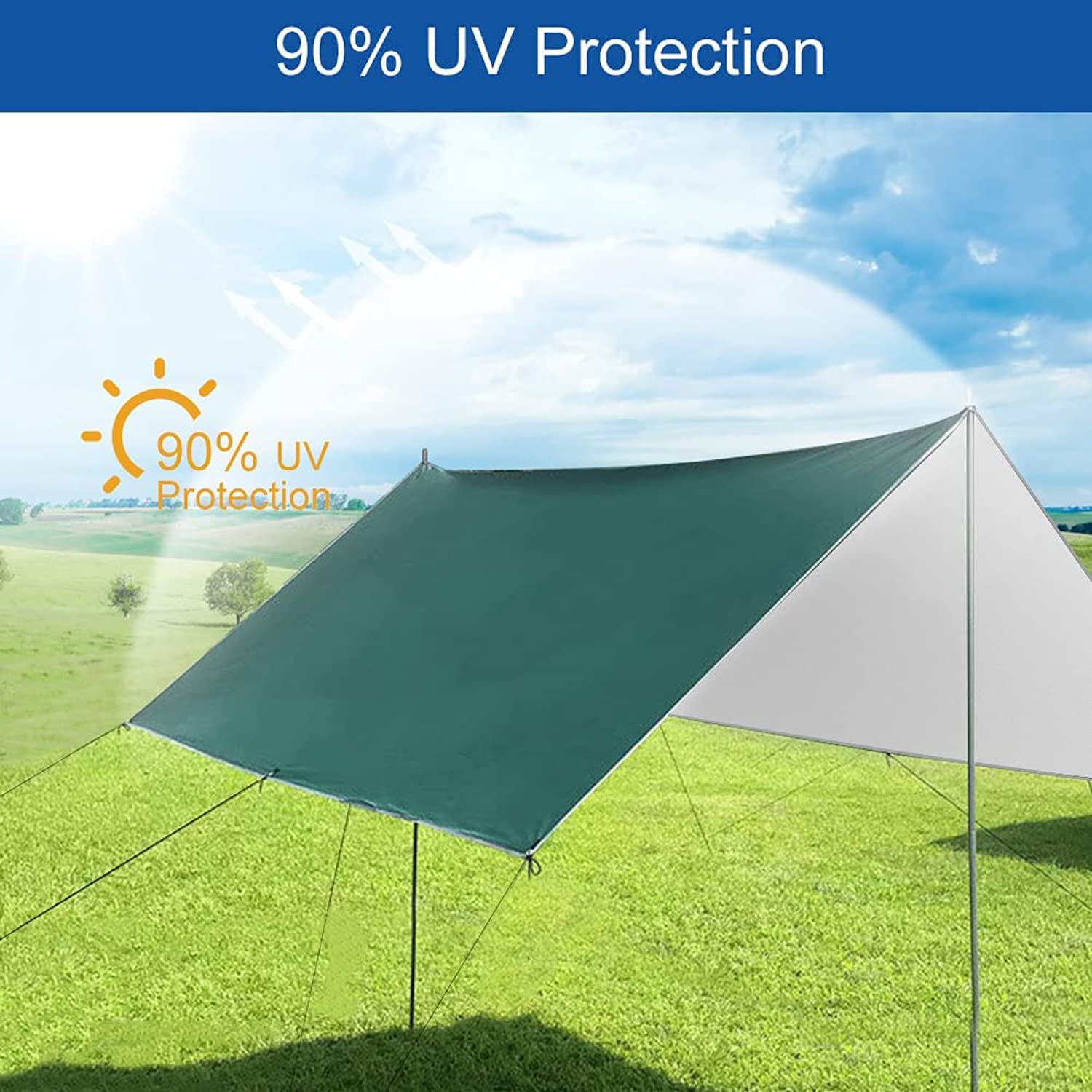 Zeltplanen Camping wasserdichte Tarp Sonnensegel Sonnenschutz, Anti-UV Schnee Regen Sonnen Schutz Outdoor Plane Leicht Kompakt Leichte Picknickdecke Für Wandern Reisen (Orange)