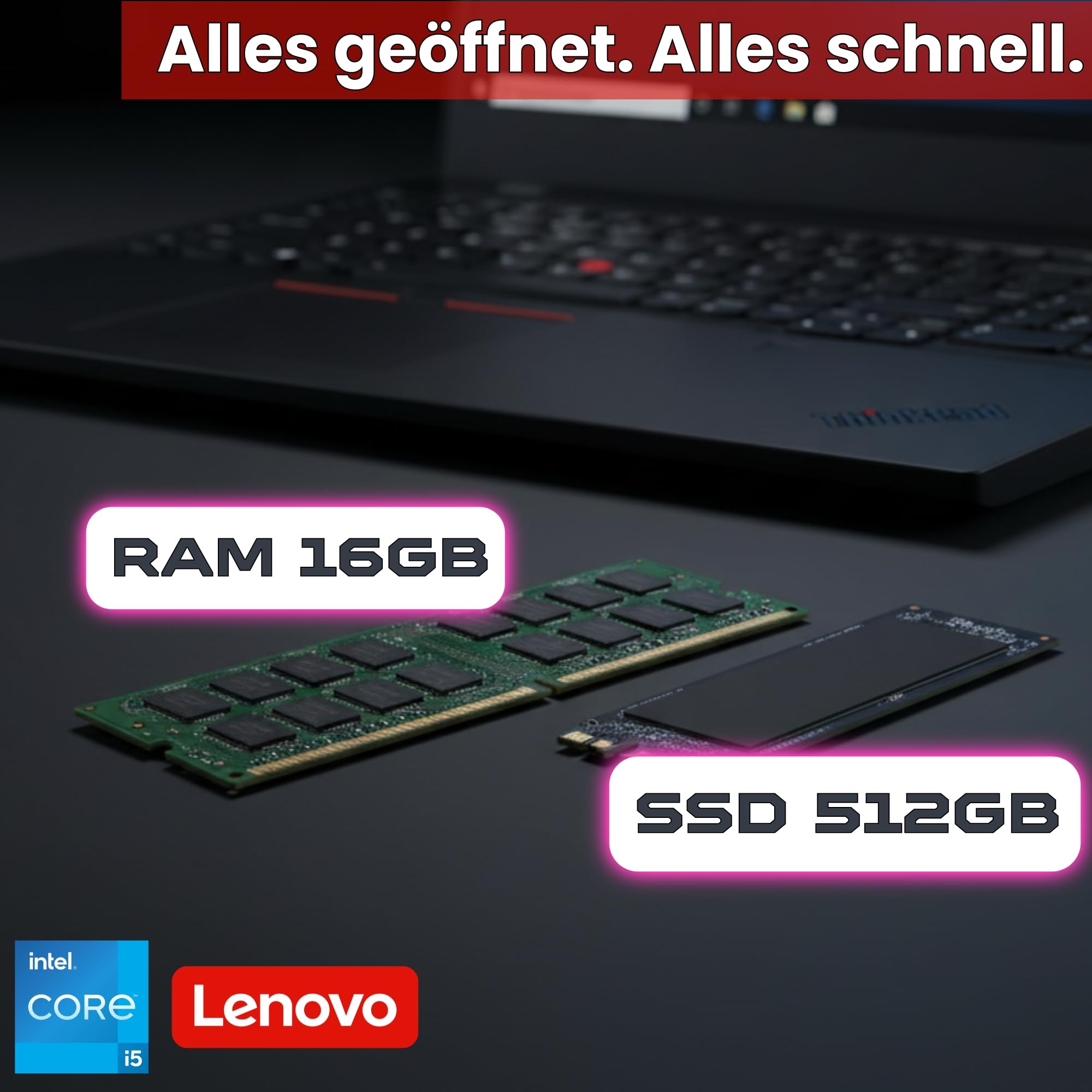 Lenovo ThinkPad L15 Notebook Refurbished 15.6 Zoll Full HD | Intel Core i5-10210U Kerne 4.2GHz | 16GB DDR4 | SSD 512GB nvme | USB-C HDMI Wi-Fi 6 | Windows 11 Pro + Docking Station | 24 Monate Garantie
