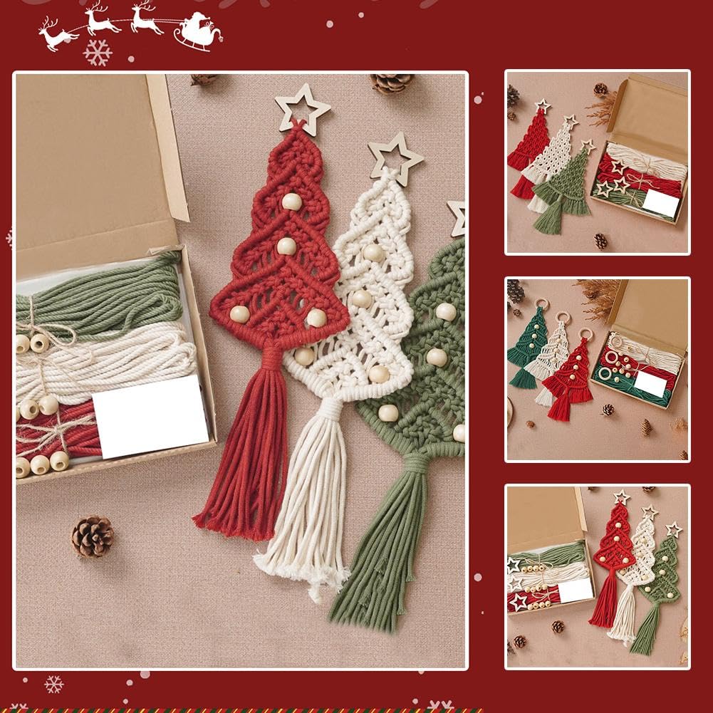 Kit fai da te per albero di Natale, macramè fatto a mano