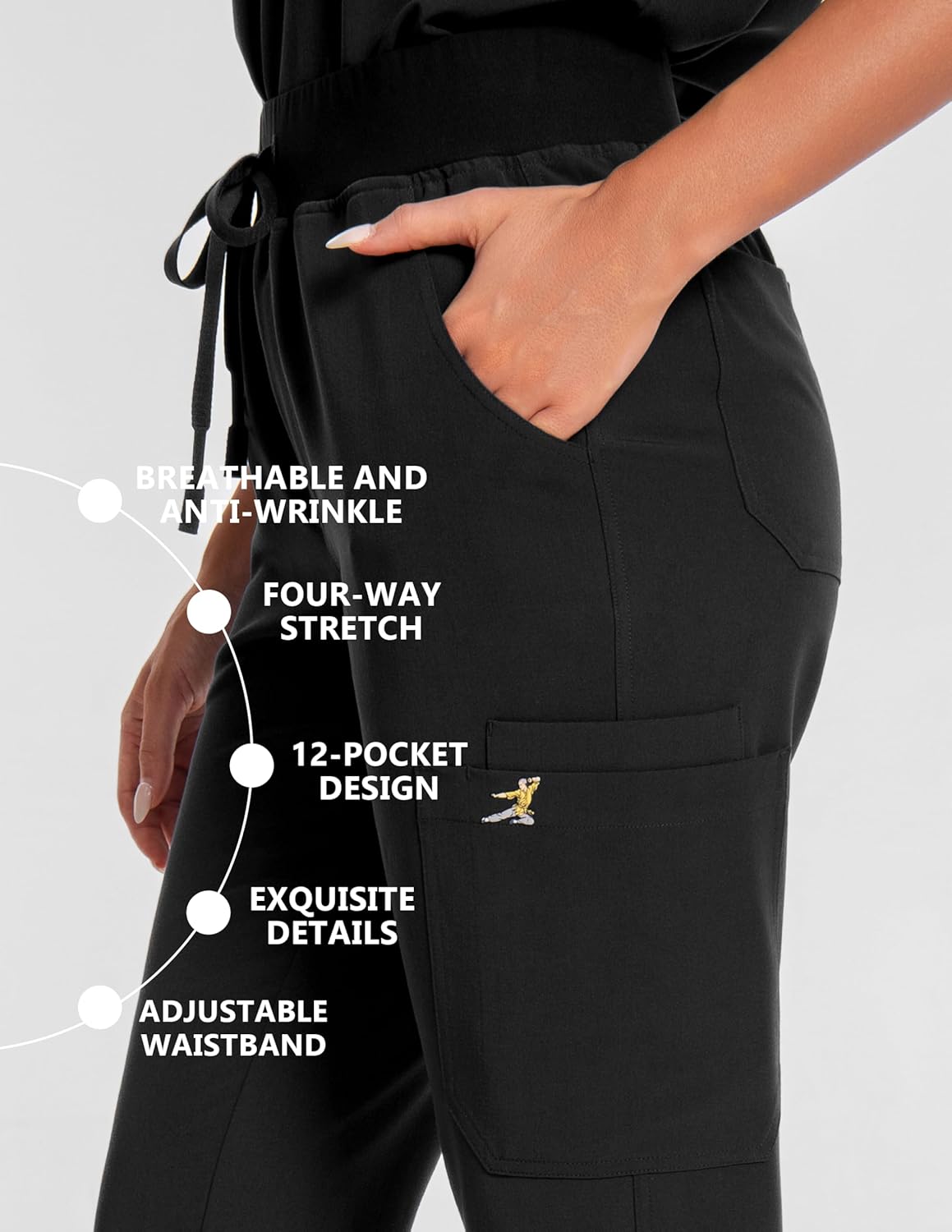 Scrubs for Women Set Medical Uniform 12 Pockets Scrubs Top and Pants for Nurses & Healthcare Workers - Image 7