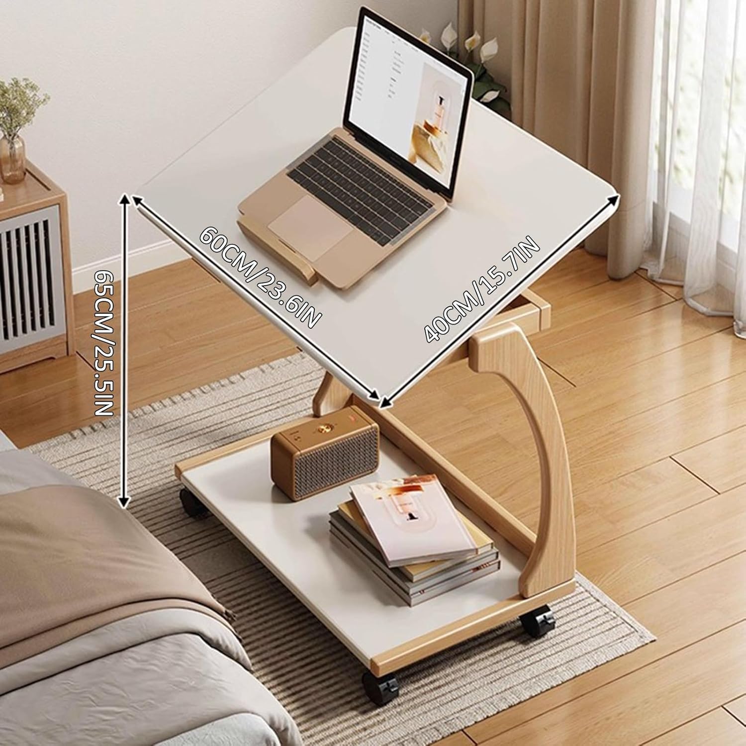 Drafting Desk Drafting Table with Wheels Board Art Desk Tiltable Tabletop for Adutls Artwork, Graphic Design, Reading, Writing(White,15.7X23.6X25.5IN)
