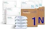 Coterie Baby Wipes + Diapers Kit, Size Newborn Diapers (186 Count) & 8 Pack (448 Count) Baby Wipes with 99% Water, Plant Based Materials, Hypoallergenic for Sensitive Skin, Baby Essentials