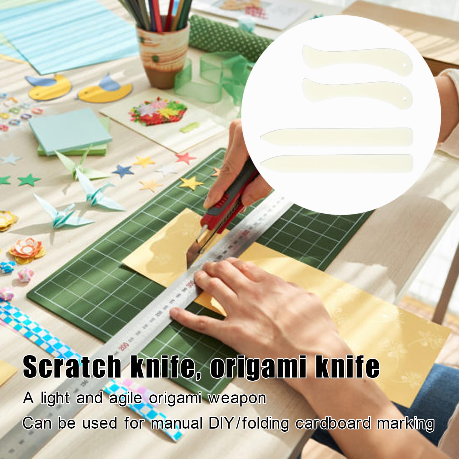 Set 4 Piegatrici In Osso Di Plastica, Utensili Per Piegare Carta, Pelle E Legatoria, Superficie Liscia, Design Ergonomico, Per Origami E Scrapbooking