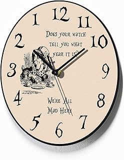 Reverse Wall Clock - Alice - Mad Hatter - Backwards Clock - Counterclockwise Wall Clock - Funny Gift Idea - Always Late Clock - Optional RGB LED 5V Backlit