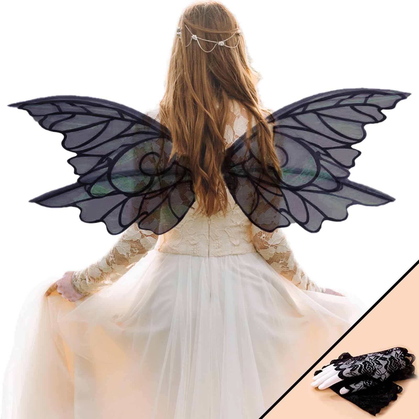 YKW Butterfly Fairy Wings for Adults, Fairy Wings for Women Accessories, Ideal for Cosplay, Halloween and Dress-Up Parties
