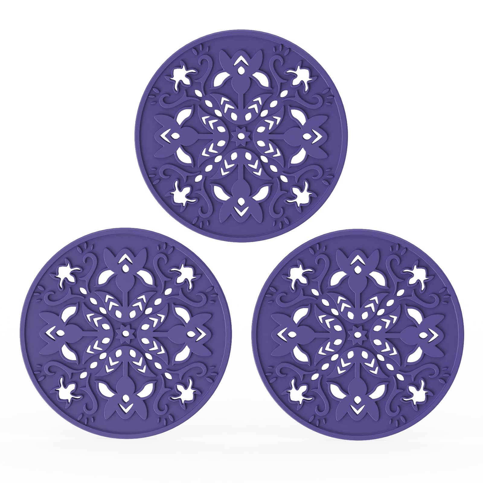 Yhplxyuus Multi-Use Intricately Carved Coasters Insulated Kitchen Mats Flexible Modern Kitchen Table Mat Dishes Silicone Trivet Mats for Hot Pots and Pans
