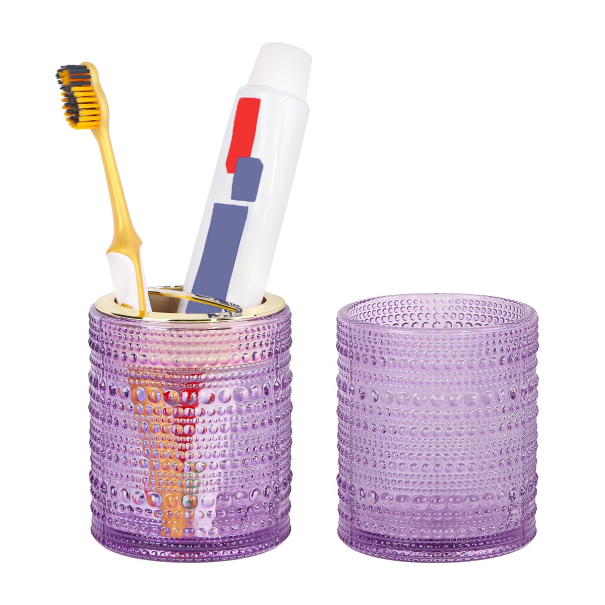 Soporte para cepillos de dientes para baños, cepillo de dientes de vidrio transparente y soporte para pasta de dientes, vaso de baño de 10 onzas y taza de enjuague bucal, taza de almacenamiento