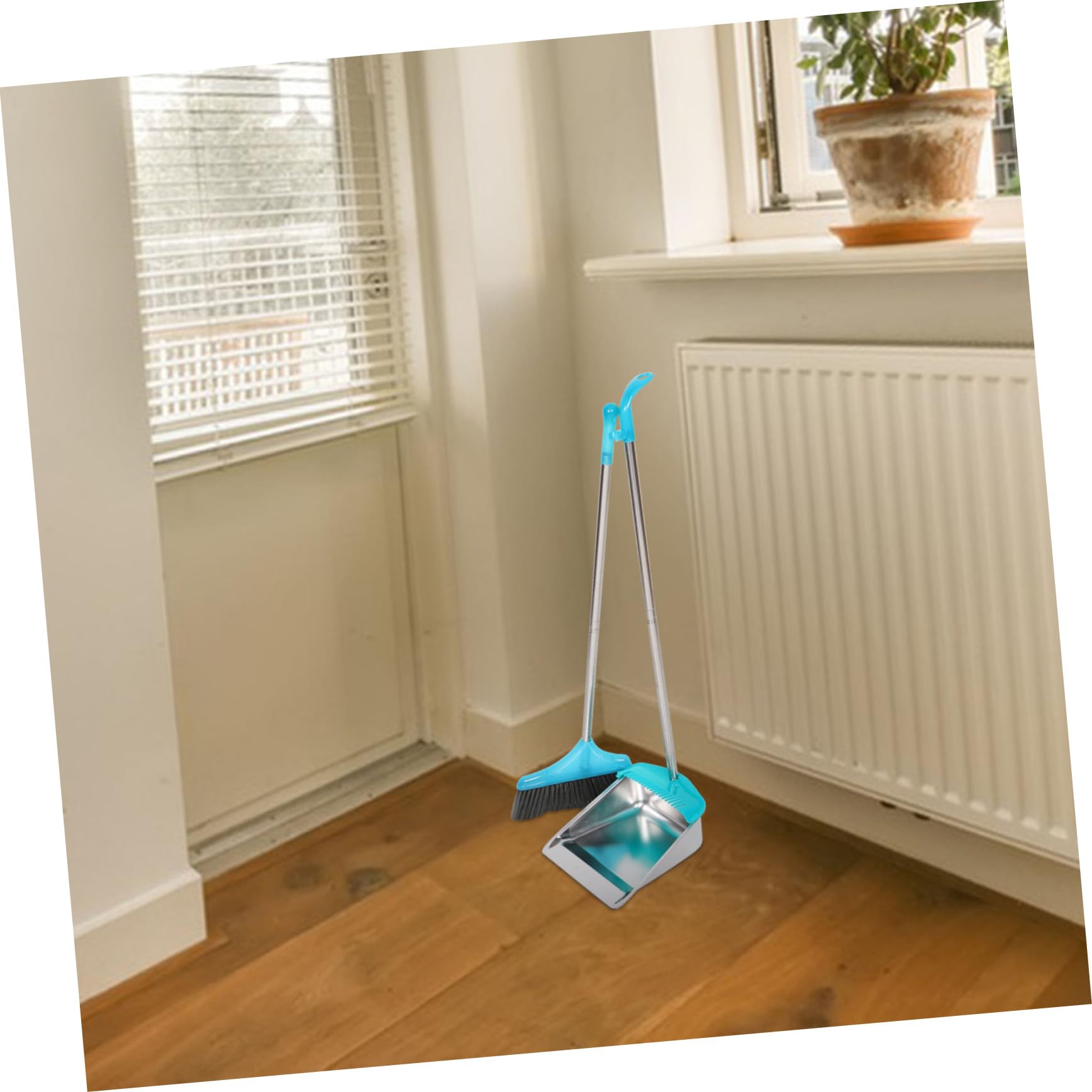 Cabilock Recogedor de Metal con Mango Largo, Acero Inoxidable y Plástico, Ligero Diseño Engrosado para Oficina y Cocina