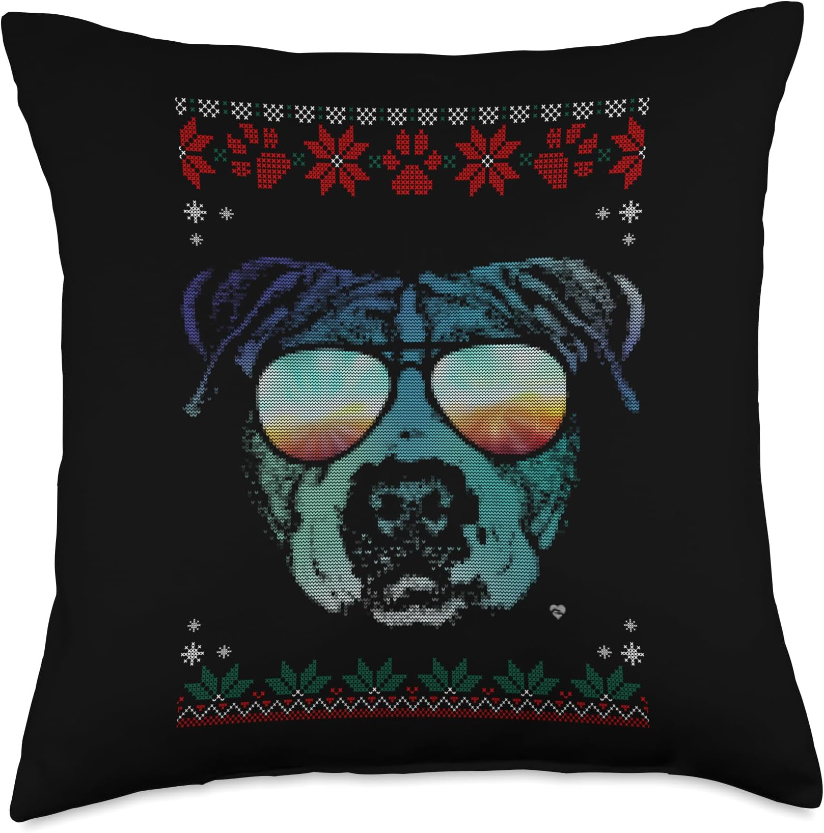American Staffordshire Terrier Store Glowing Christmas American Staffordshire Terrier Throw Pillow, 18x18, Multicolor