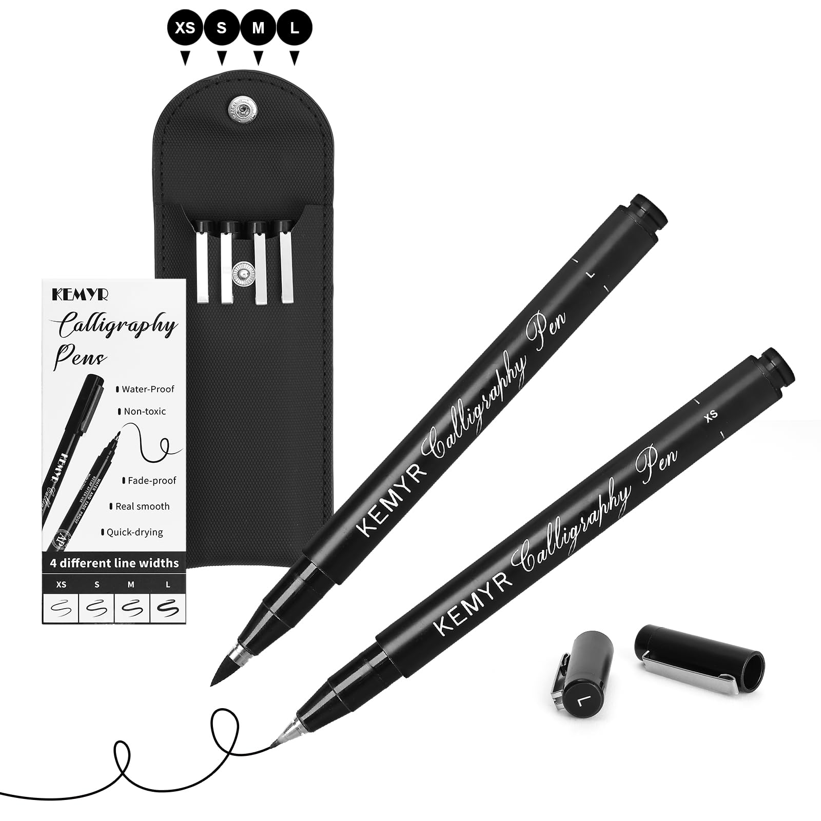KEMYR 4 Micro Fine liner Drawing Art Pens Calligraphy Pens: XS-L Size Black Art supplies Waterproof Archival Black Ink Markers For Artists,Use for