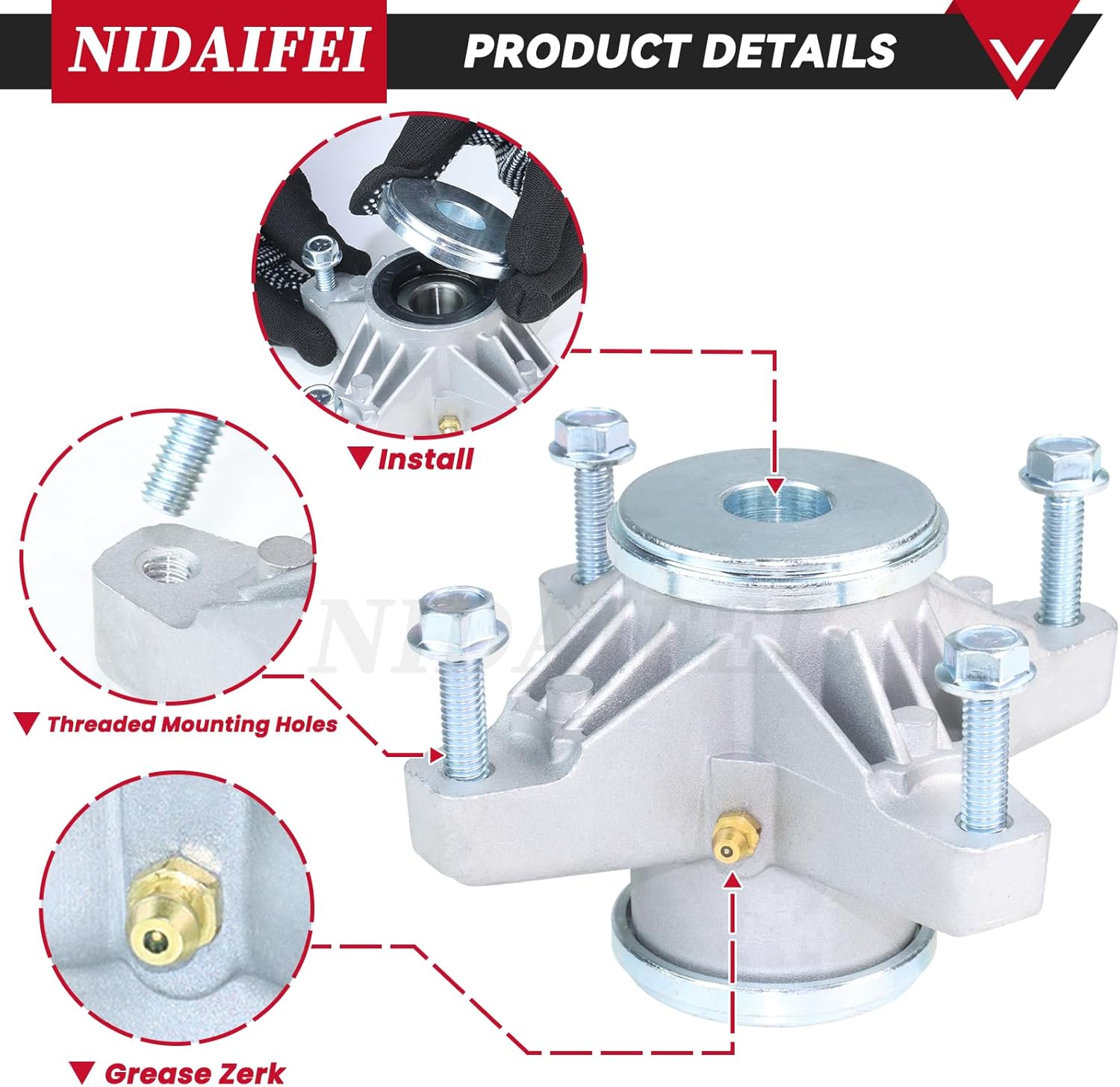 3 Pack 918-04426 Spindle Assembly Kit with 756-3096 Pulley Replace 918-04426, 618-04426, 618-3129, 618-3129A, 618-3129B, 618-3129C, 918-3129, 918-3129C for Cub Cadet Z Force 48 Lawn Tractors