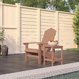 Lauuoeriau Hogar y jardín, silla Adirondack para muebles de jardín con mesa HDPE marrón
