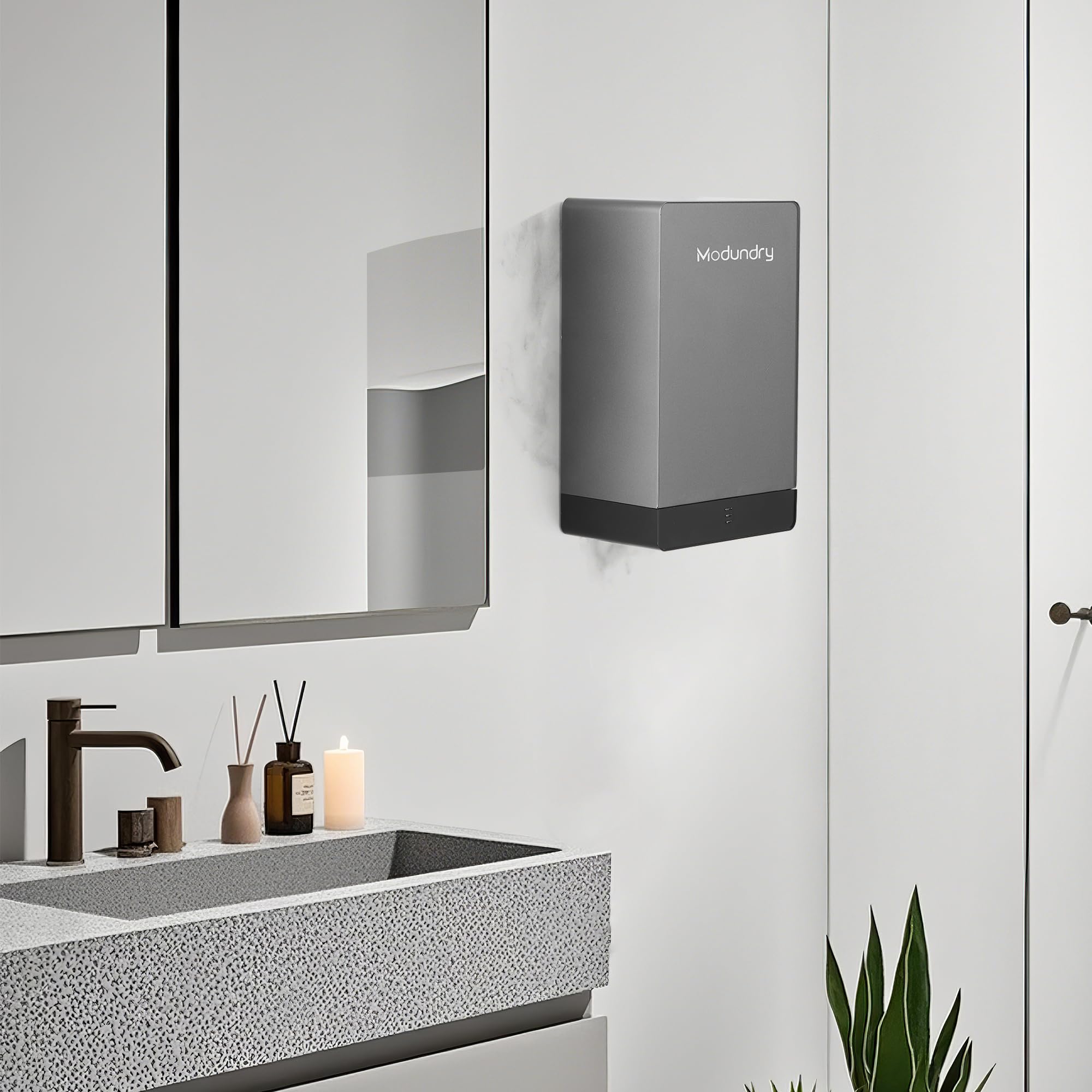 Secador de Manos Electrónico 7 Segundos para secar, Automático Secamanos de Alta Velocidad para Baño, Comercial y Aseo, ABS, Gris Oscuro