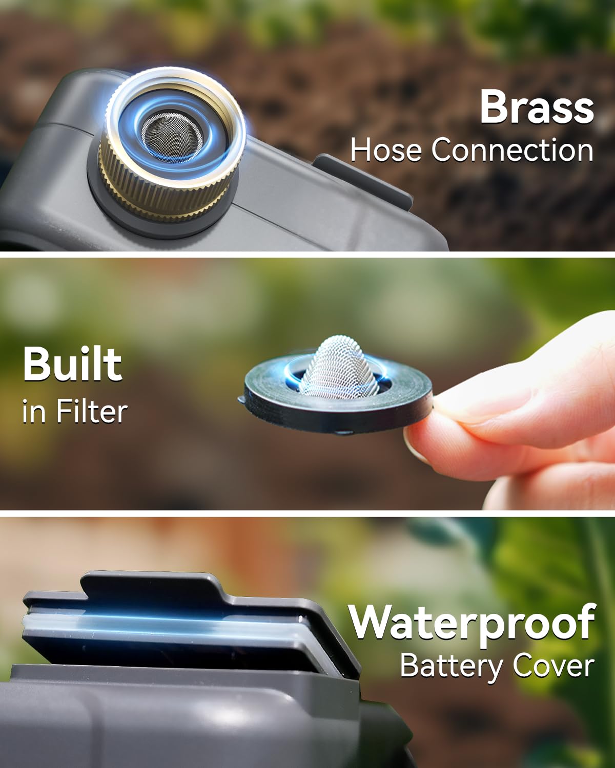 RAINPOINT Timer irrigatore per tubo da giardino, timer con ciclo e ammollo/ritardo pioggia/irrigazione automatica/irrigazione manuale, sistema di irrigazione programmabile con ampio display per prato