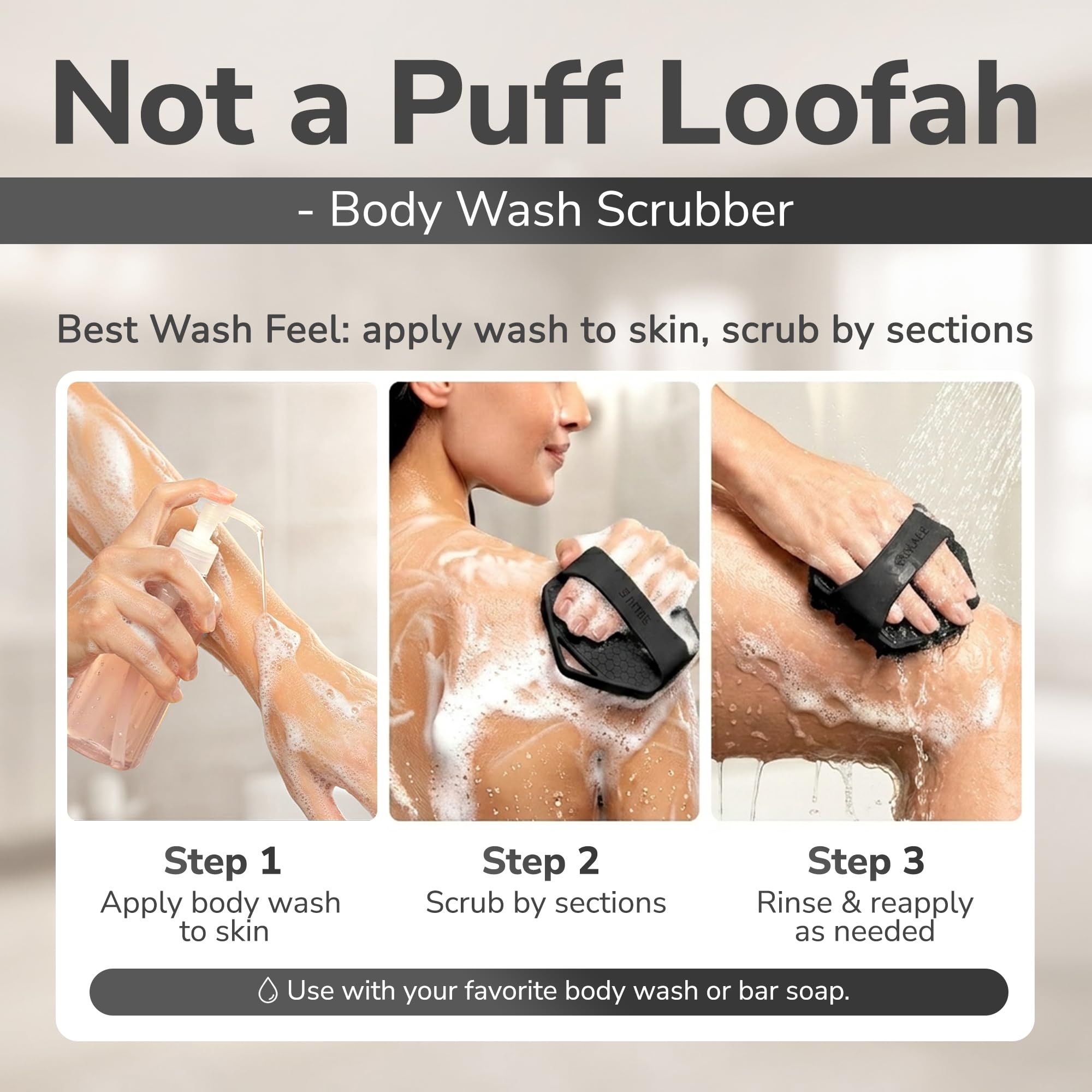 SILKLE Limpiador corporal de silicona, cepillo de baño exfoliante y limpiador de piel, esponja de ducha para exfoliación corporal suave y lavado, herramienta de cuidado de silicona para un renovado y