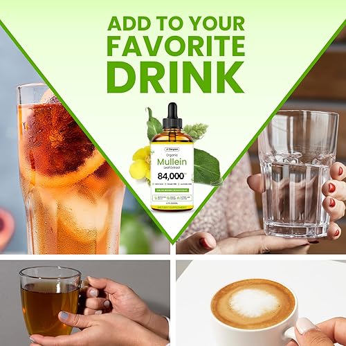 Vista 8 de Gotas de gordolobo para pulmones, líquido orgánico de desintoxicación y limpieza pulmonar USDA con malvavisco, tomillo, astrágalo, cáscara